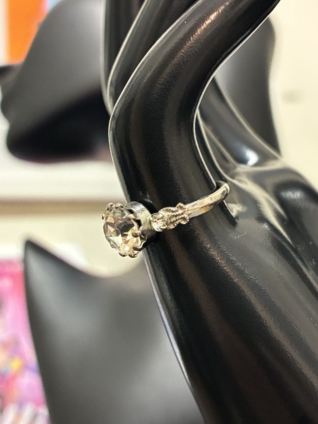 Vintage 1950s Austrian Crystal Rhinestone Engagement Ring Made In Austria 3