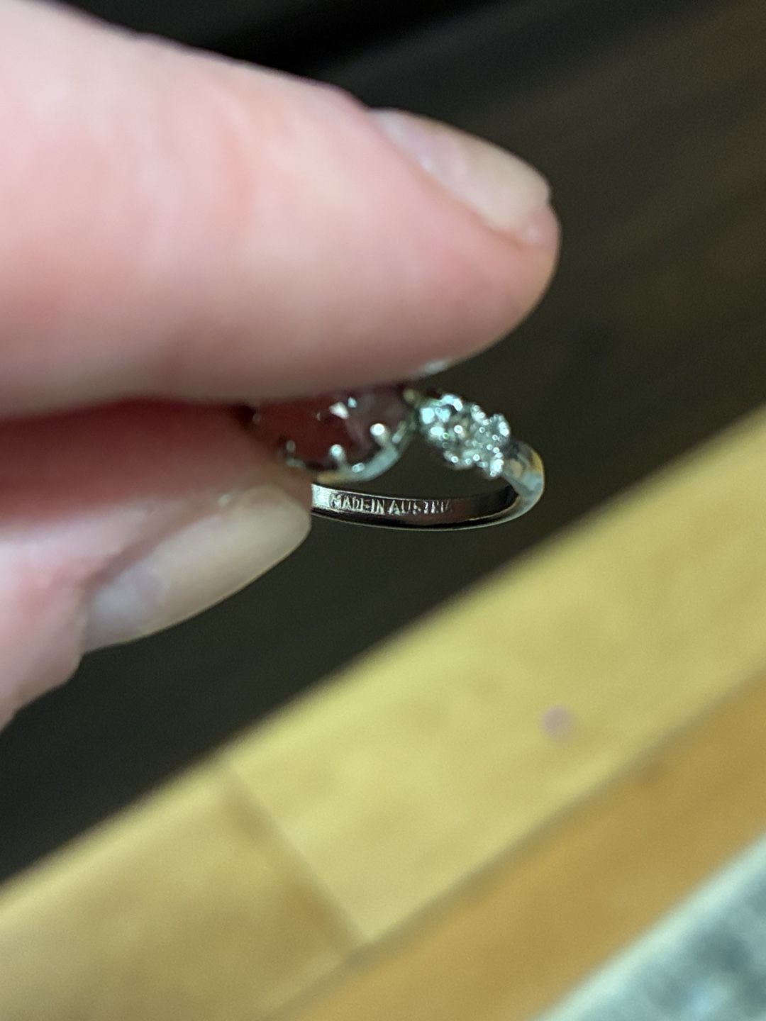 Vintage 1950s Austrian Crystal Rhinestone Engagement Ring Made In Austria 5