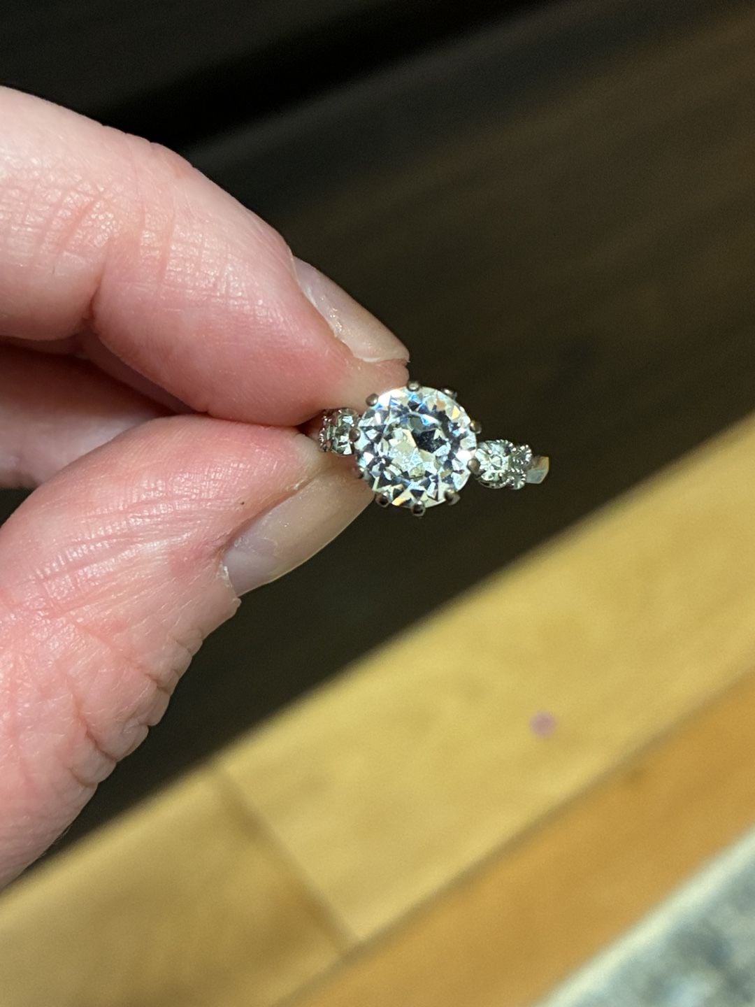 Vintage 1950s Austrian Crystal Rhinestone Engagement Ring Made In Austria 6