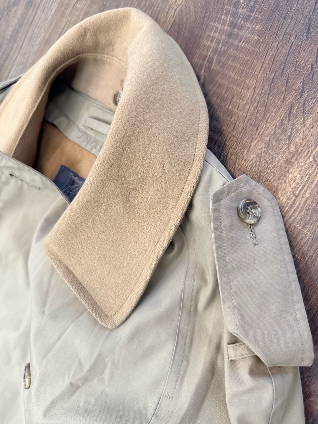 Lord Jeff The Man's Shop Tan Double Breasted Trench Coat Plaid Lining 5