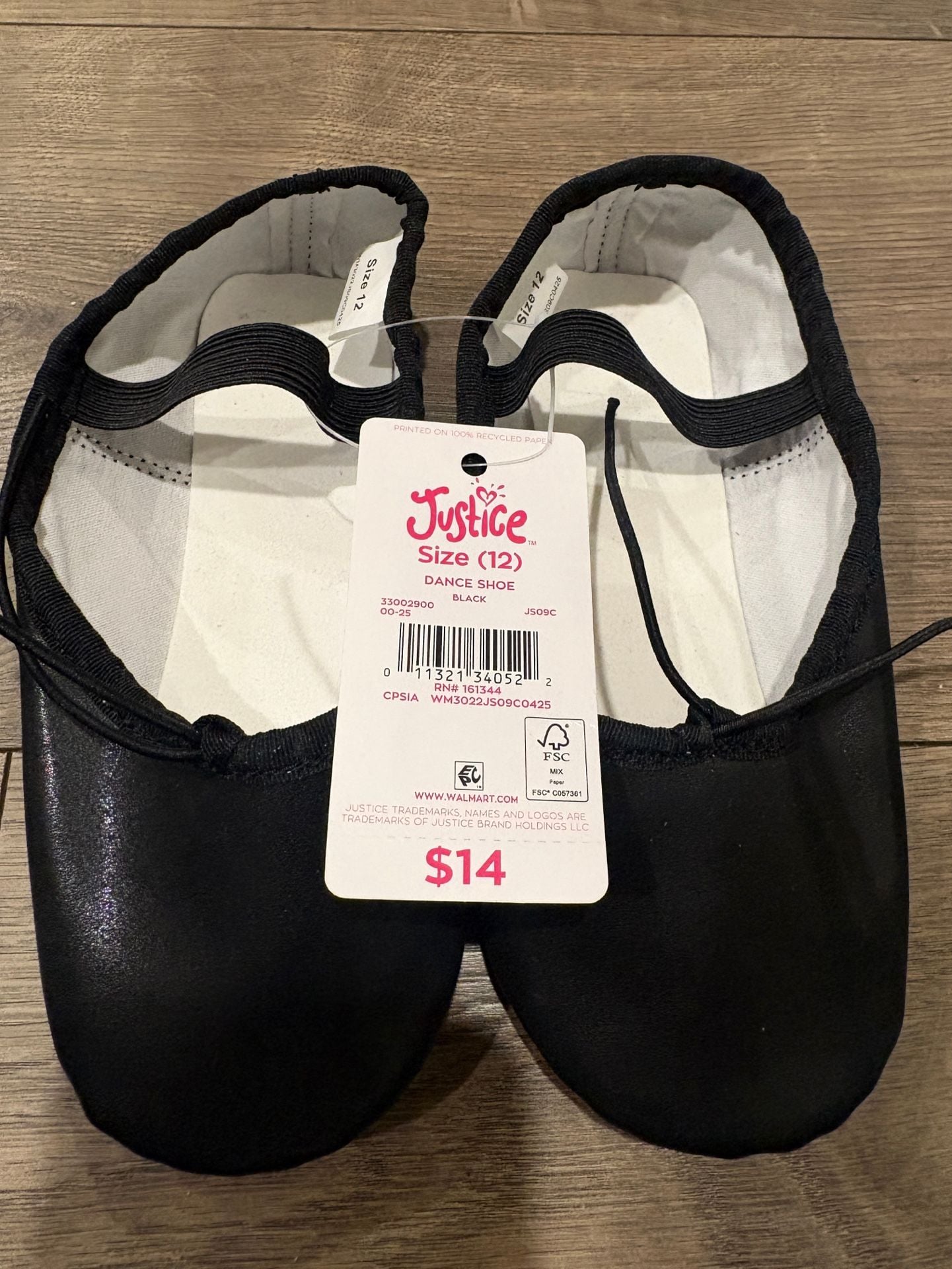 Justice Ballet Flats Black size 12 7