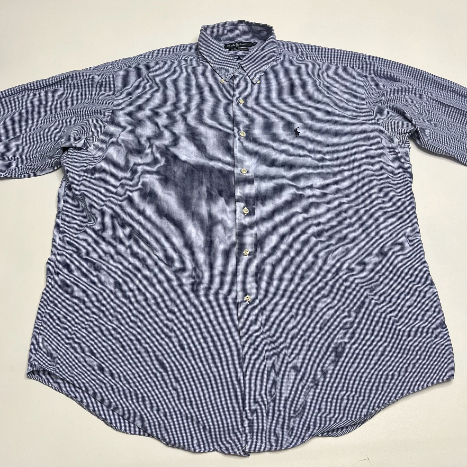 Ralph Lauren Button Down Shirt Size XL Blue Gingham 2