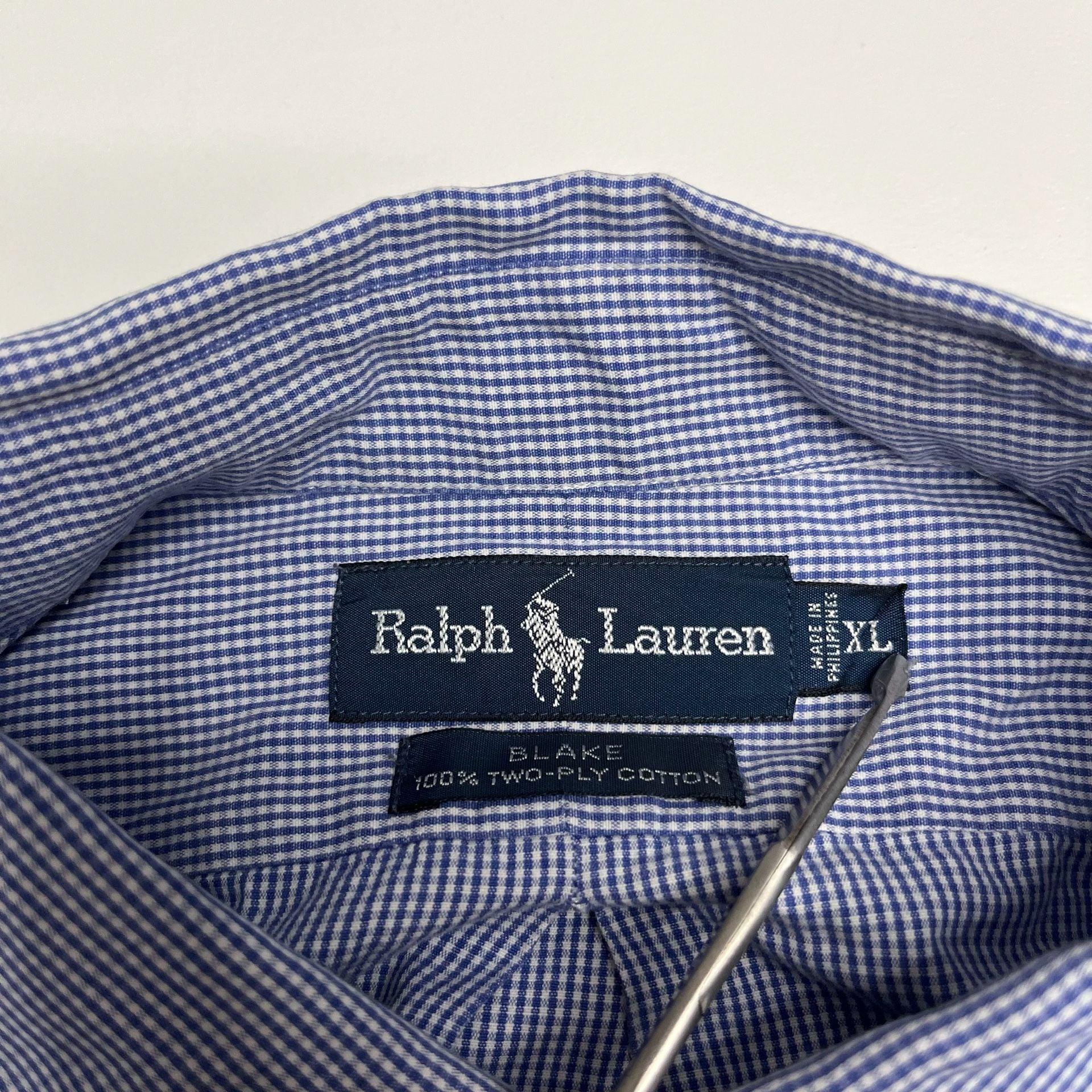 Ralph Lauren Button Down Shirt Size XL Blue Gingham 3