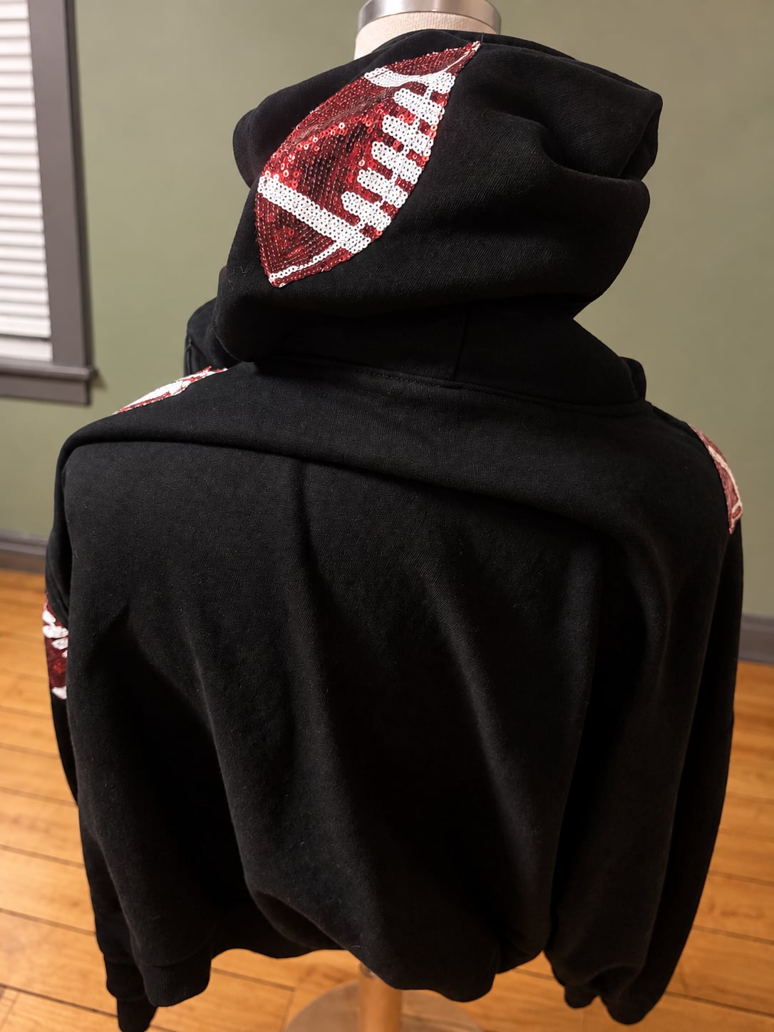 Boutique Sequin Football Hoodie Black 3