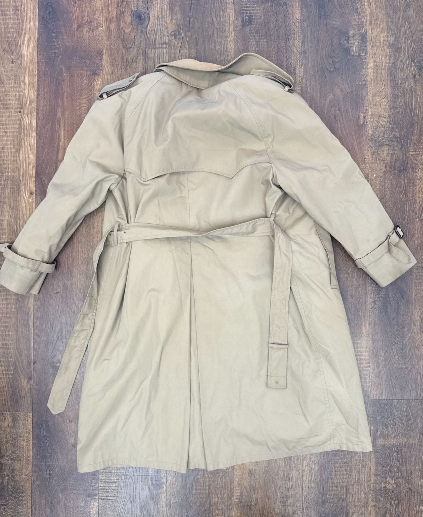 Lord Jeff The Man's Shop Tan Double Breasted Trench Coat Plaid Lining 9