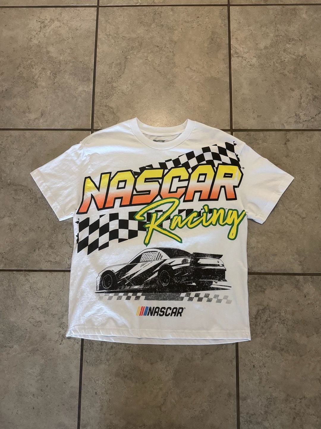 NASCAR Graphic T-Shirt Size L White Racing Print 2