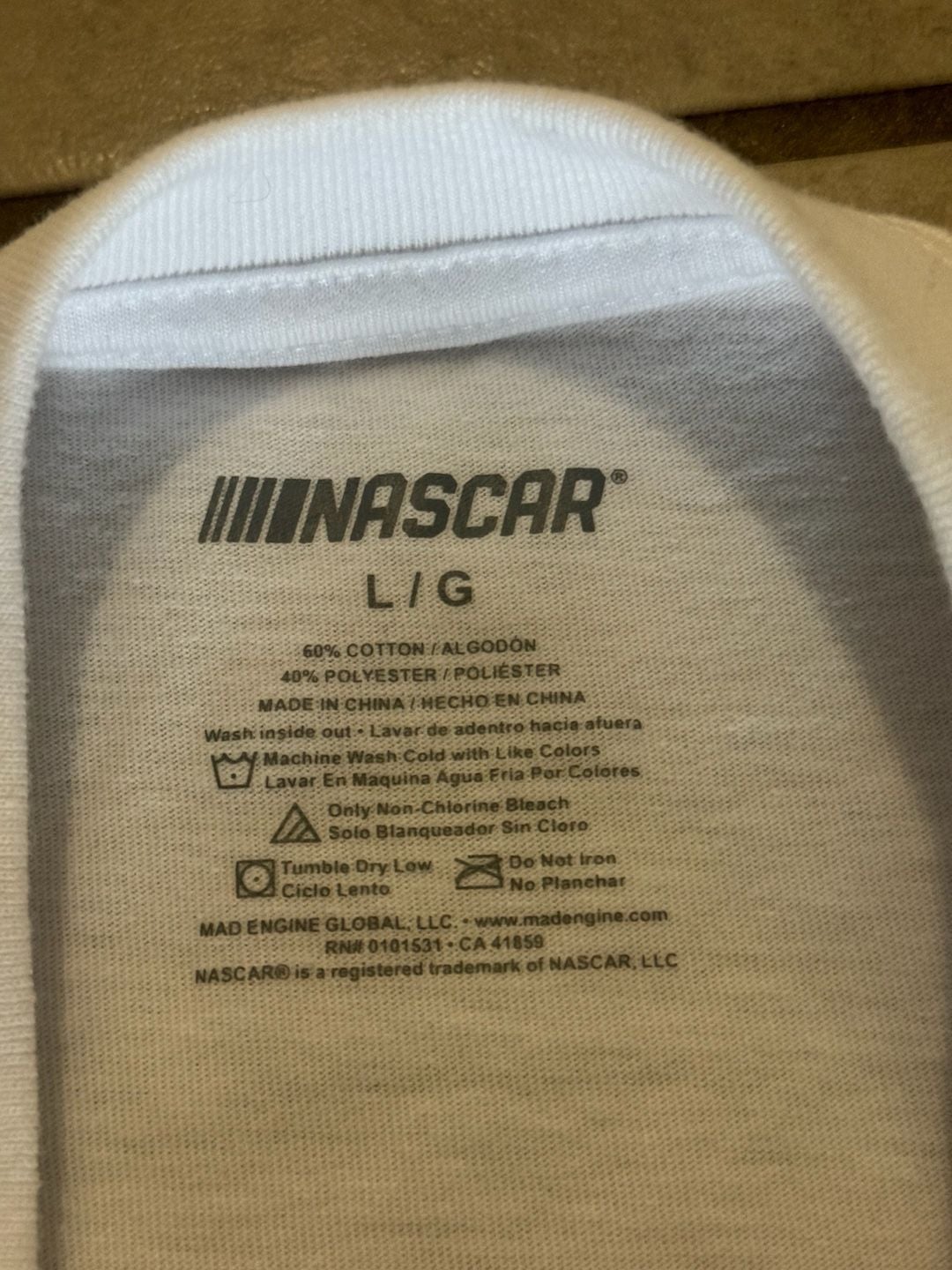 NASCAR Graphic T-Shirt Size L White Racing Print 3