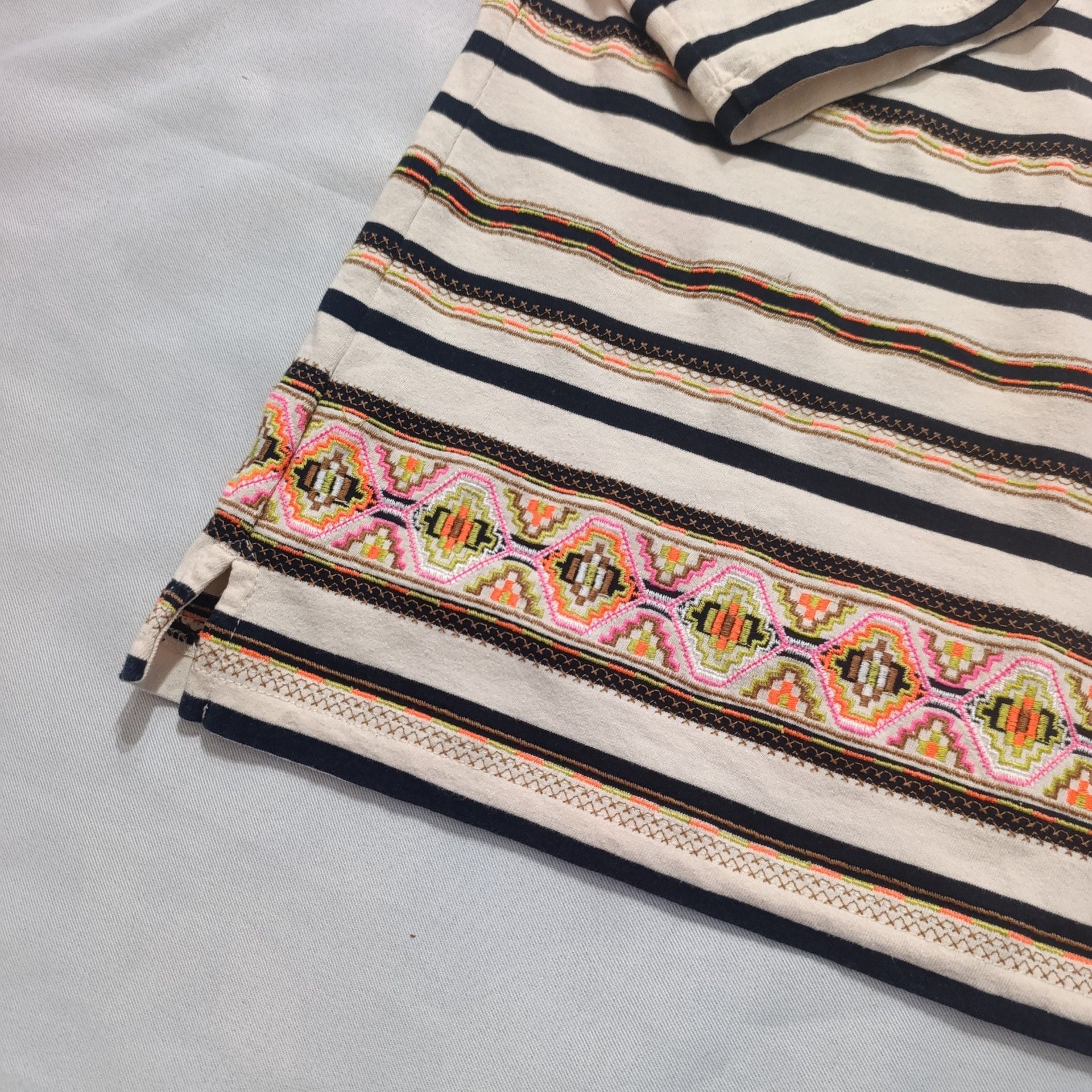 J.Crew Striped Embroidered Top Size M 3