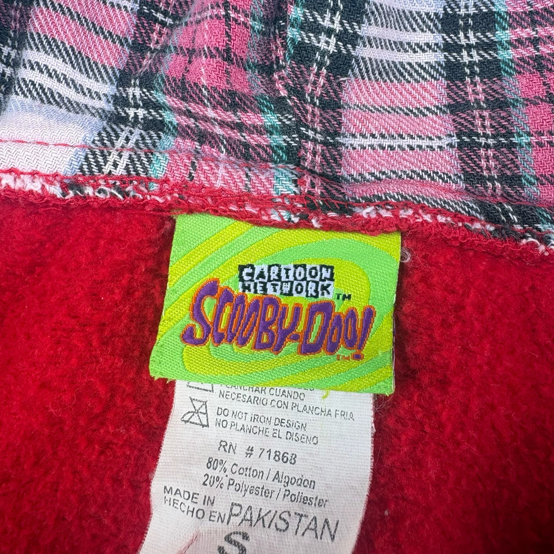 VTG Scooby Doo Hoodie Small Cartoon Network Plaid Red 1/4 Zip Sweatshirt Y2K
5