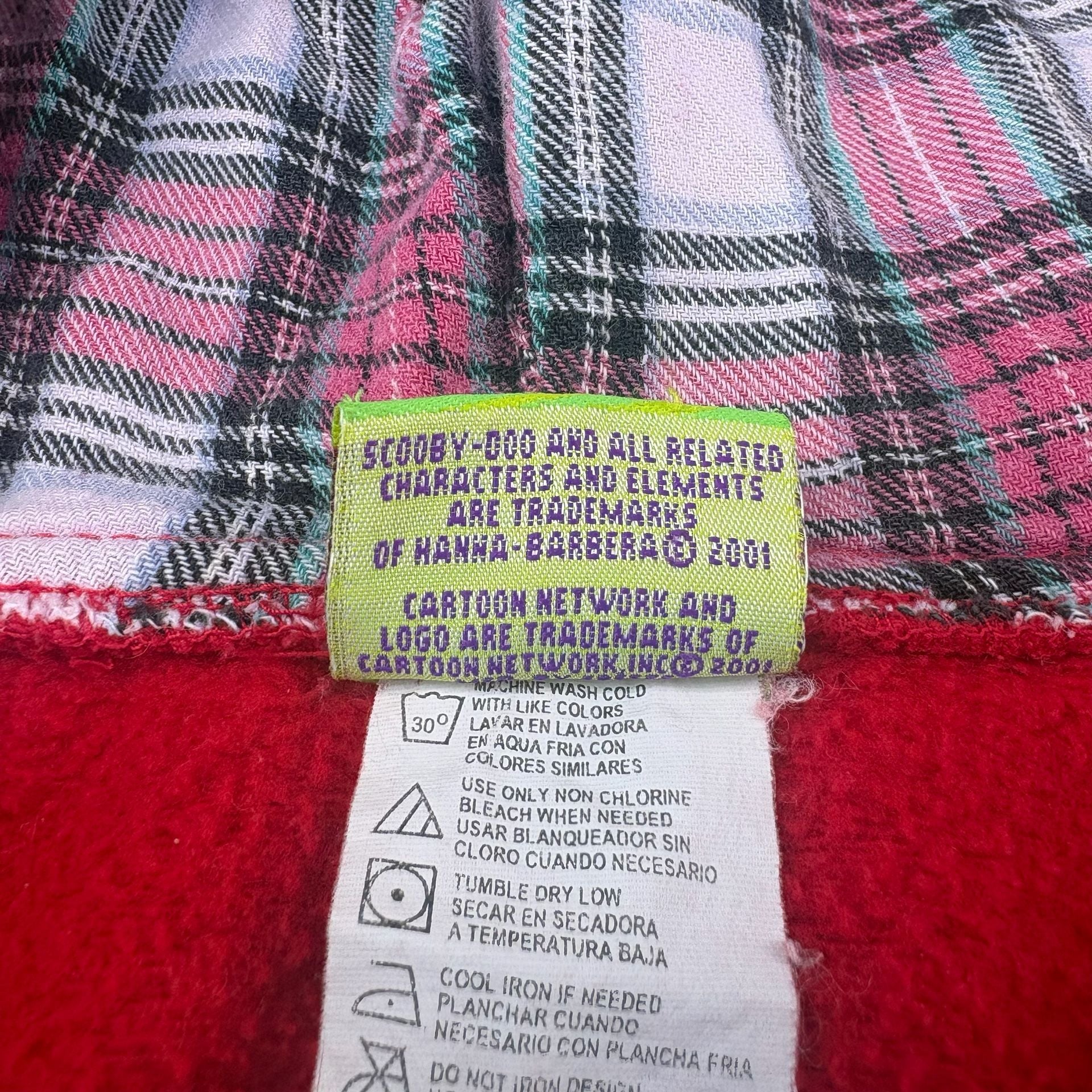 VTG Scooby Doo Hoodie Small Cartoon Network Plaid Red 1/4 Zip Sweatshirt Y2K
6