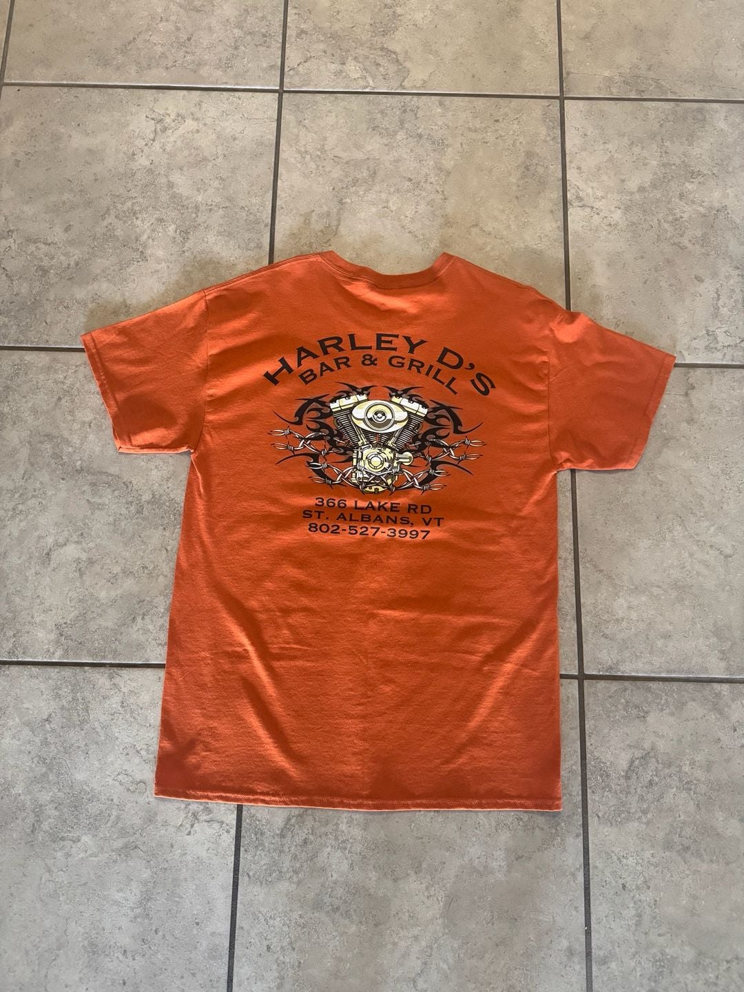 Harley D's Triple Flaming Skull T-Shirt Size Large 4