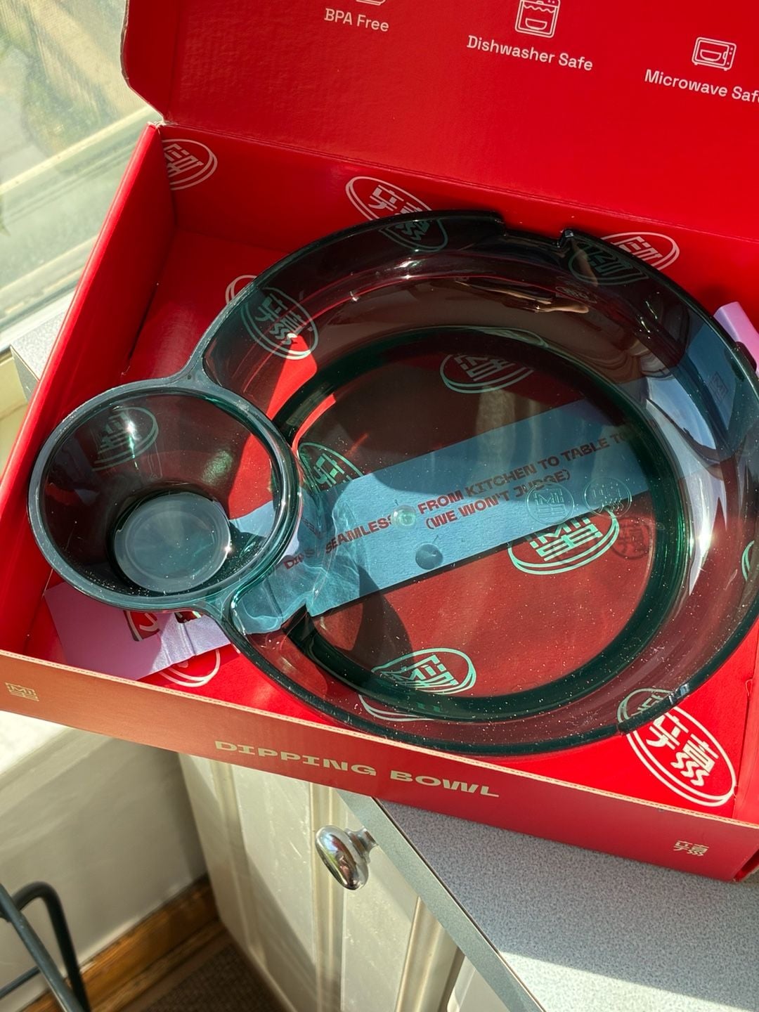 Mila Dipping Bowl Green Acrylic Divided Bowl with Box 3