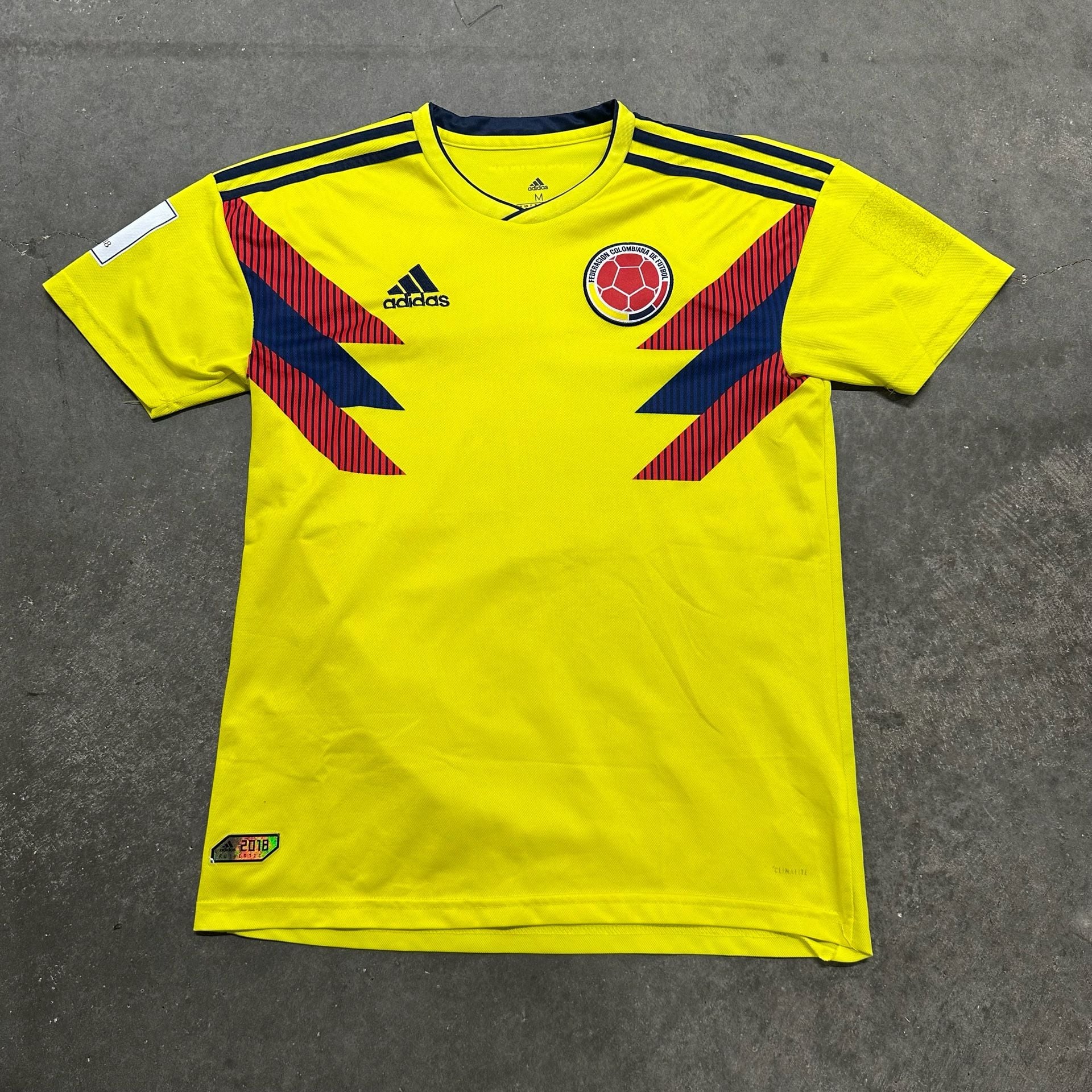 Adidas Colombia 2018 World Cup Soccer Jersey Climalite Size M Russia Patch 2