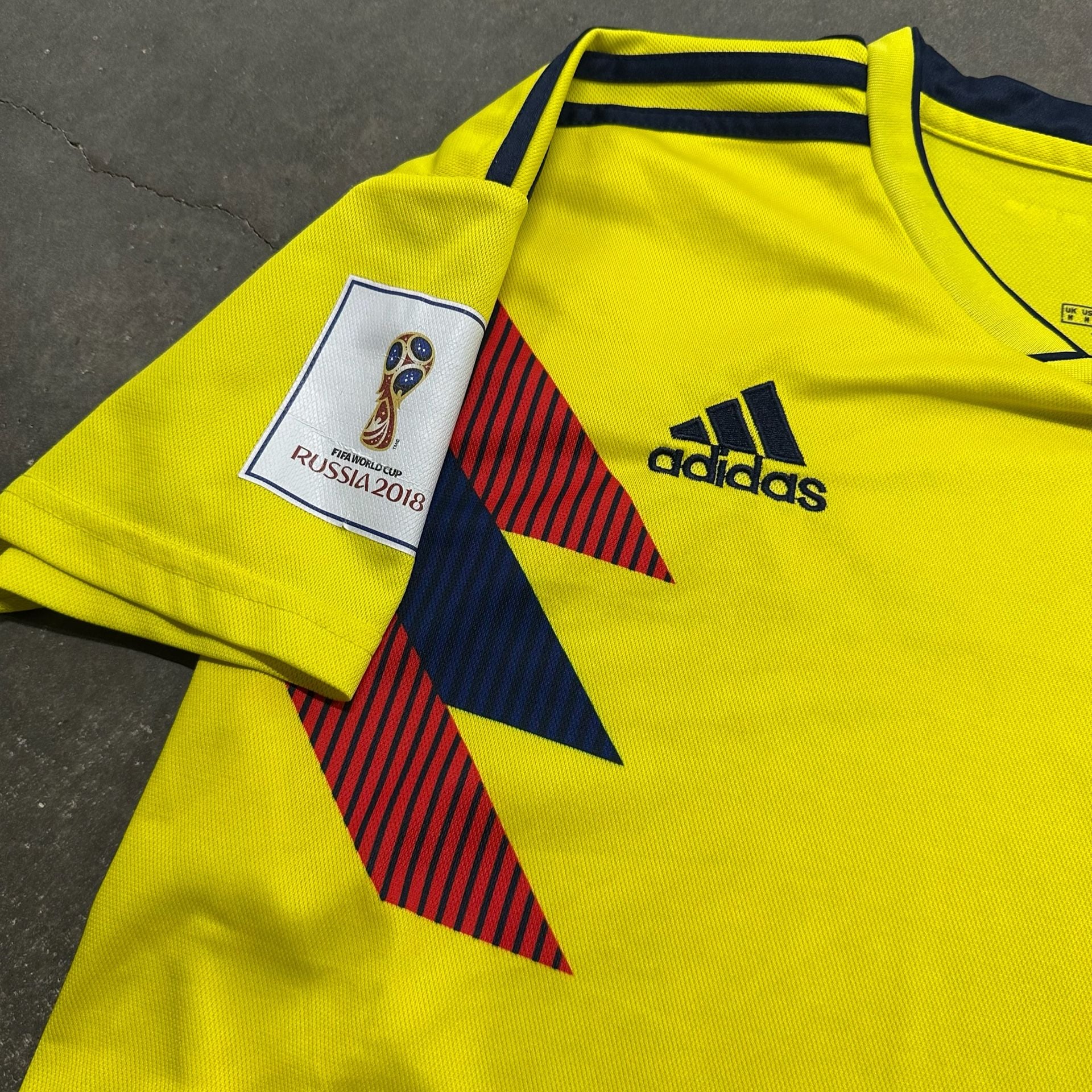 Adidas Colombia 2018 World Cup Soccer Jersey Climalite Size M Russia Patch 5