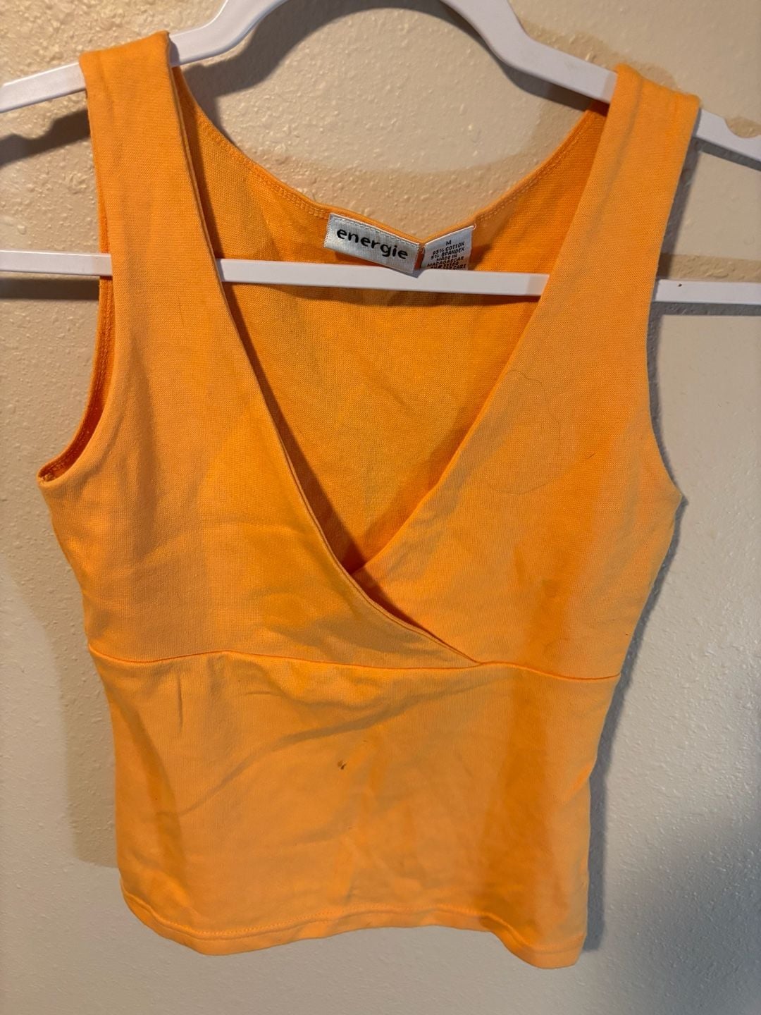 Energie V-Neck Tank Top Size M Orange Cotton Spandex 2