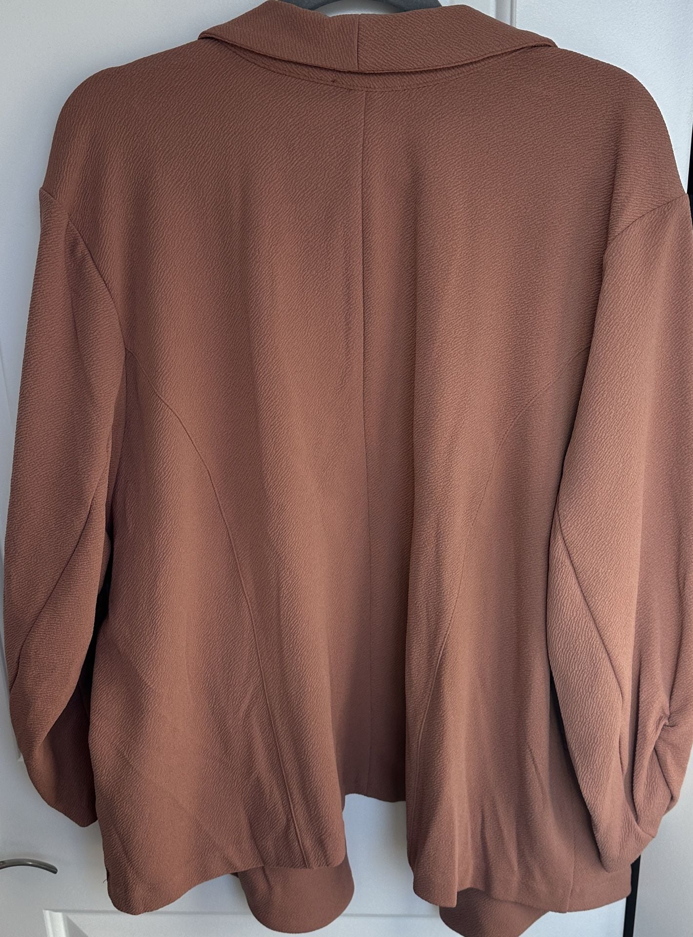 Bar III Open Front Blazer Size 3X Brown Ruched Sleeves 4