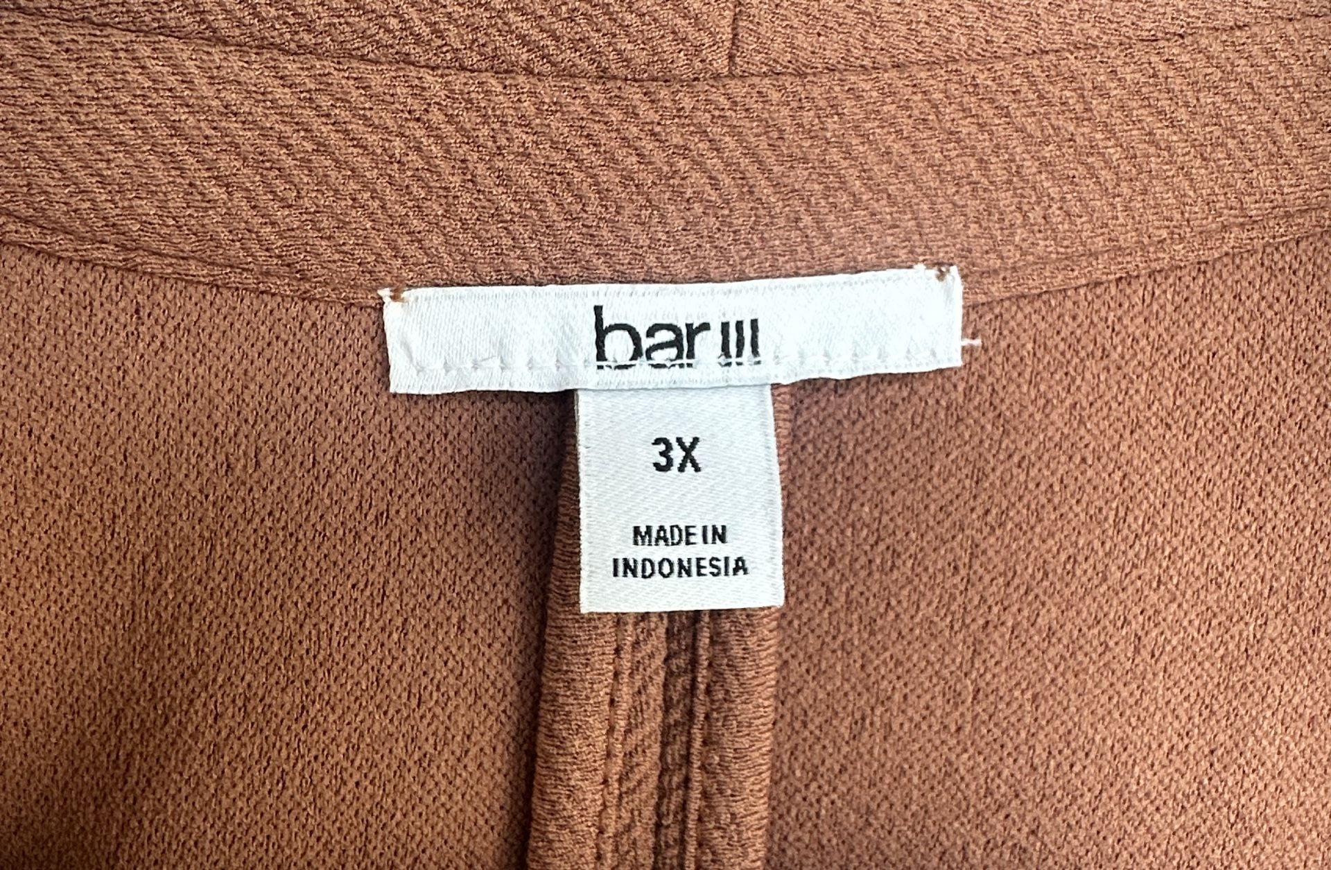 Bar III Open Front Blazer Size 3X Brown Ruched Sleeves 3