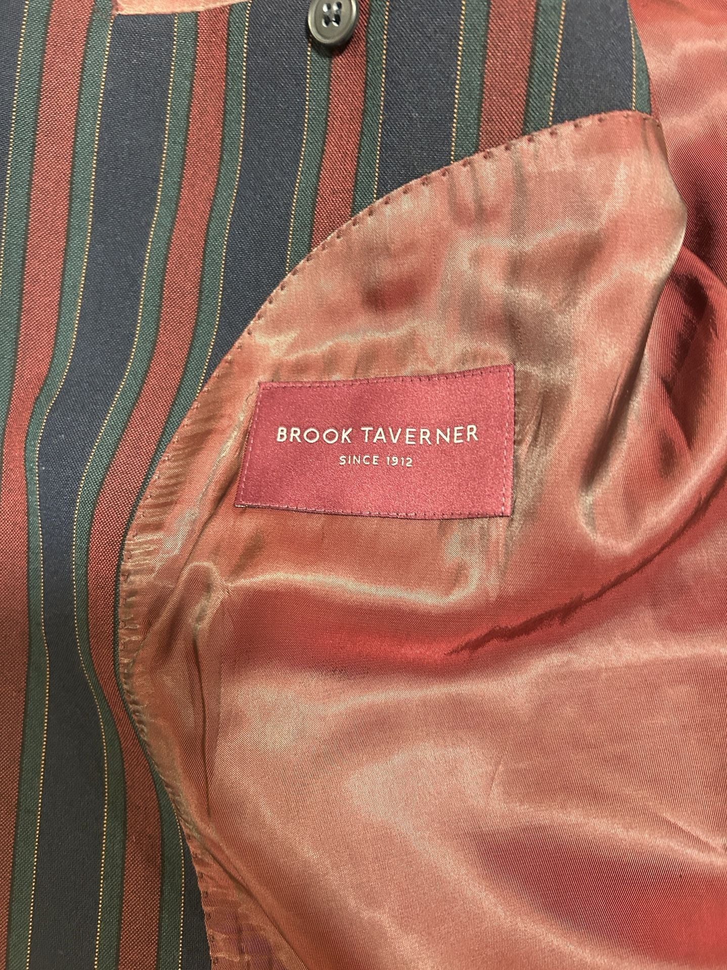 Brook Taverner Boating Blazer Size 44 Regular Striped Red Blue 4