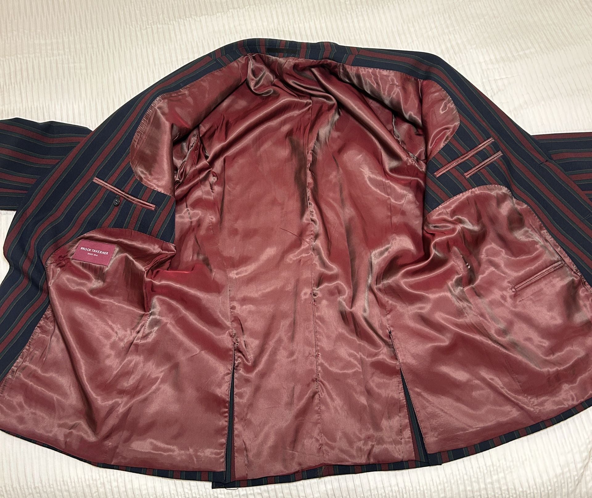 Brook Taverner Boating Blazer Size 44 Regular Striped Red Blue 6