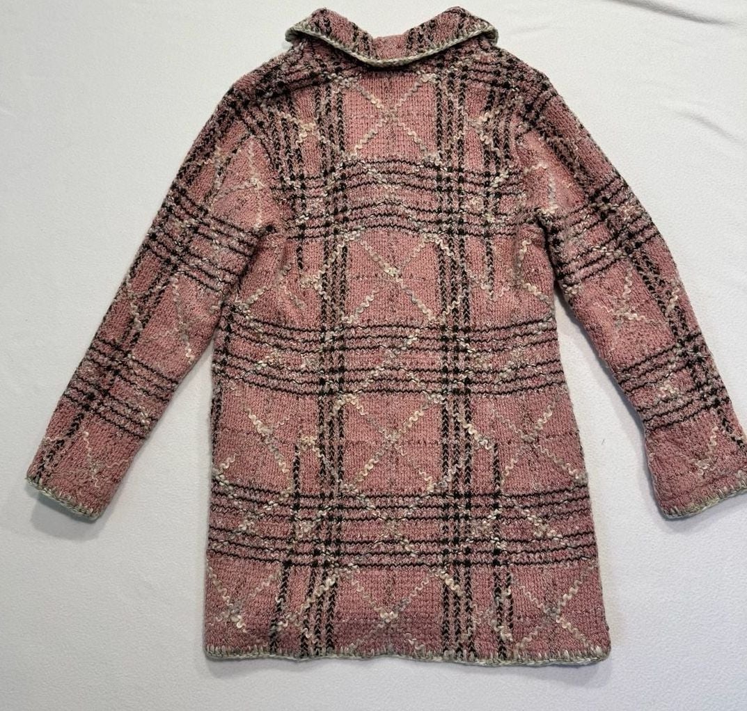 Sigrid Olsen Sport Women’s L Pink Plaid Boucle Wool Blend Coat Jacket 11