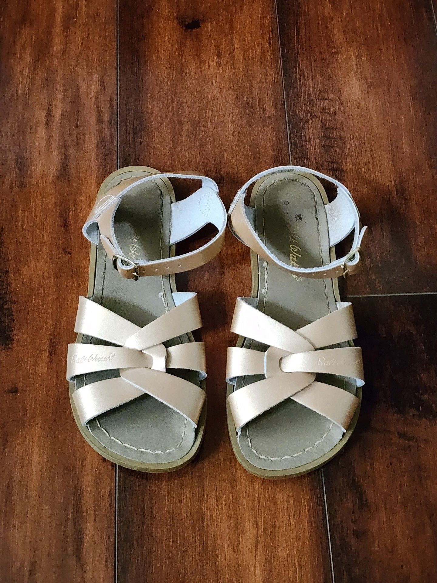 Hoyt Salt-Water Sandals Leather Strappy Sandals Size 3 Nude 2