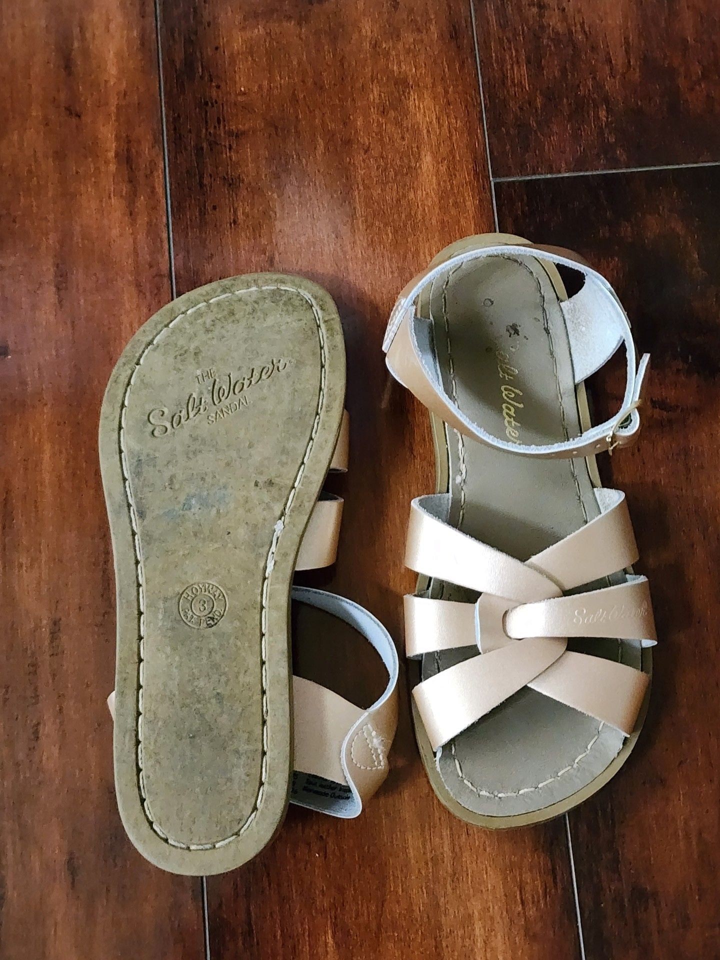 Hoyt Salt-Water Sandals Leather Strappy Sandals Size 3 Nude 7