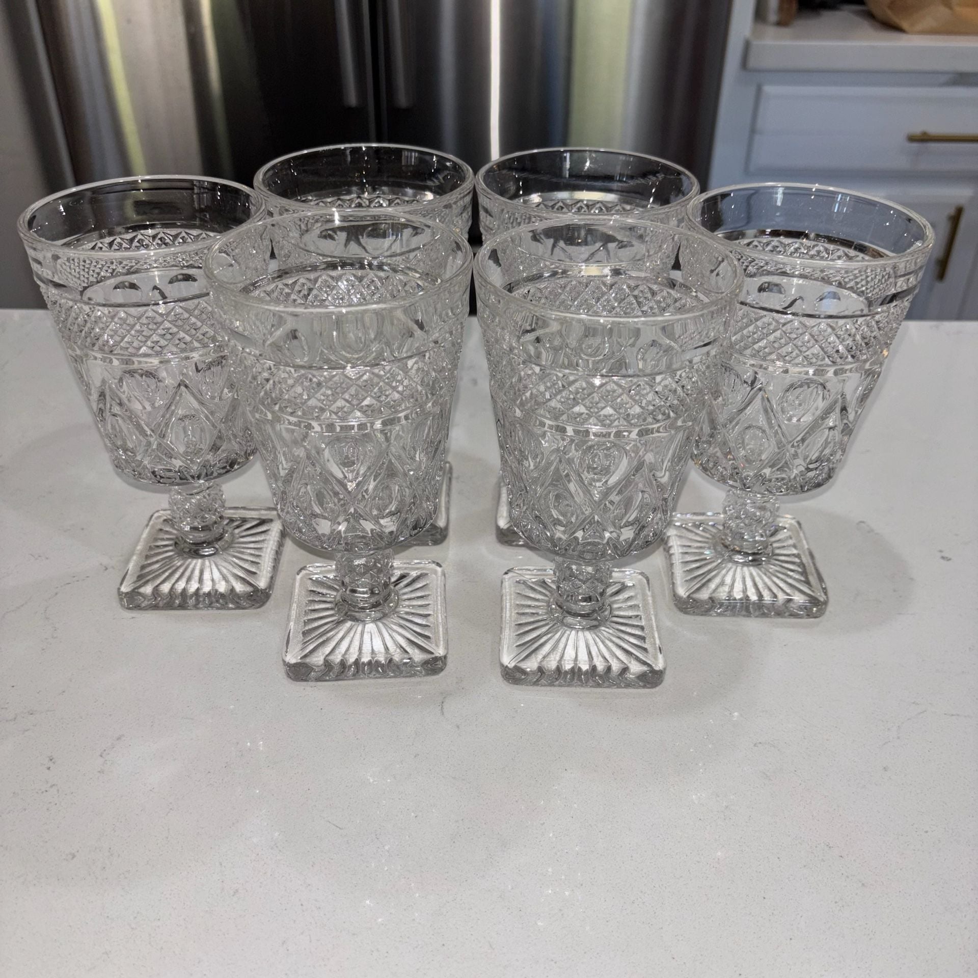 Set of 6 Vintage Imperial Glass Cape Cod Wine Glasses Clear 1