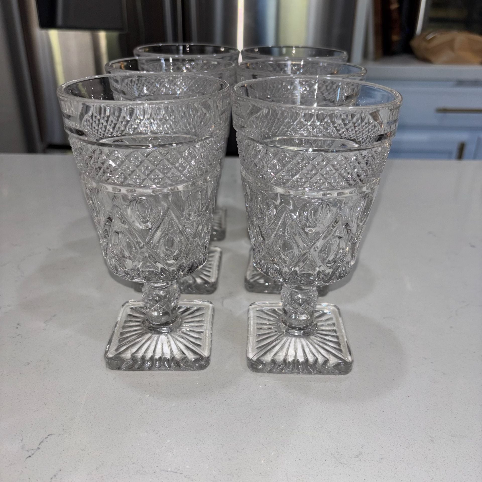 Set of 6 Vintage Imperial Glass Cape Cod Wine Glasses Clear 2