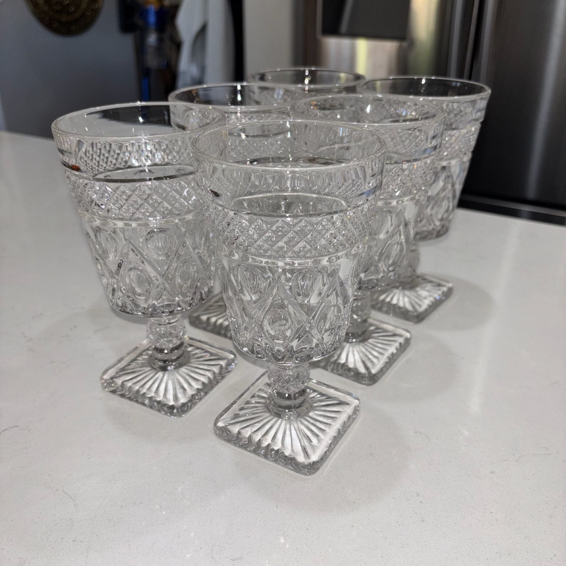 Set of 6 Vintage Imperial Glass Cape Cod Wine Glasses Clear 6
