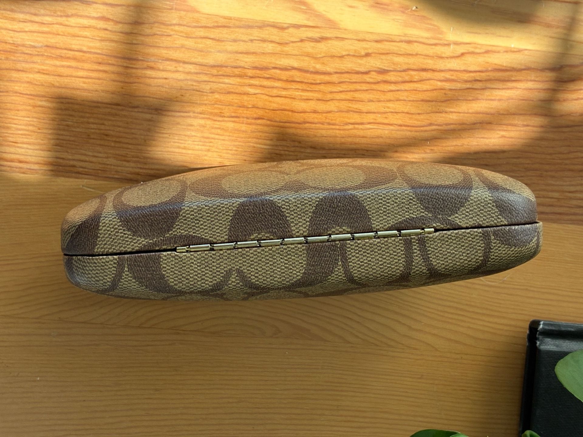 Coach Signature C Eyeglass Case Brown Tan Hard Shell 5