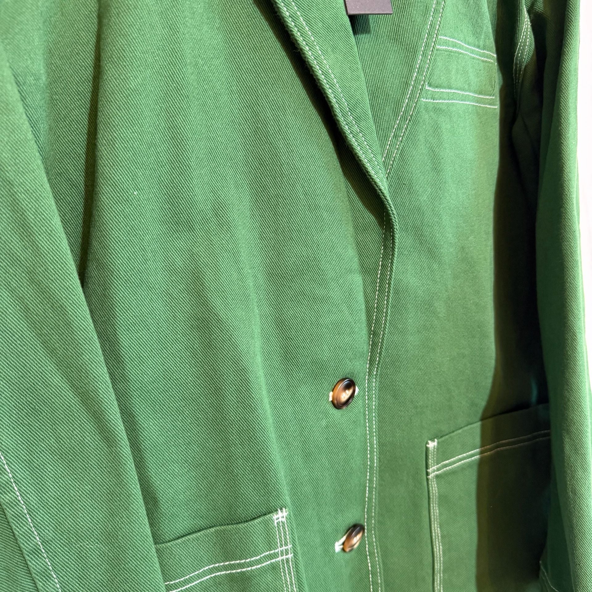 BlankNYC Twill Blazer Size S Green Contrast Stitch Cotton Jacket 3