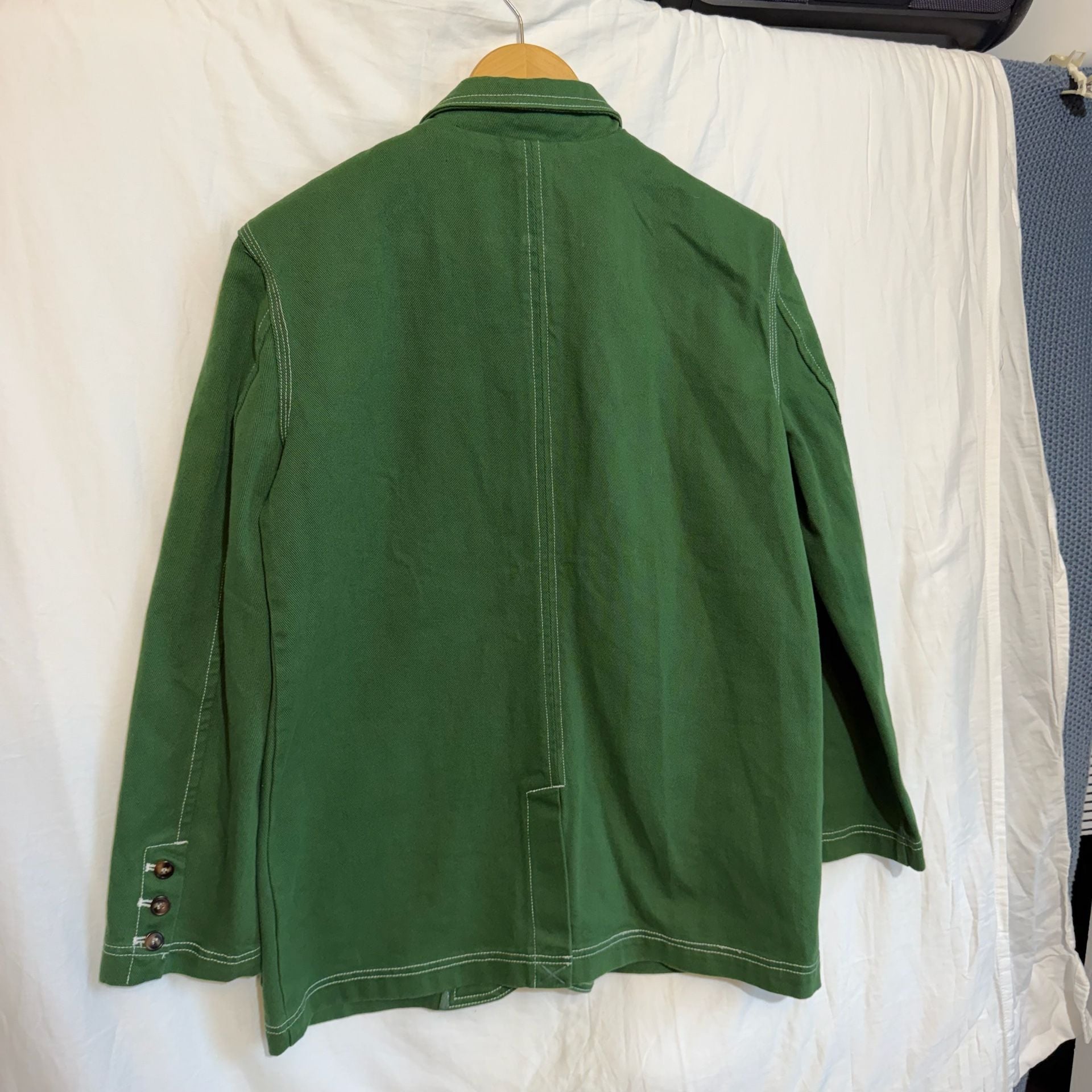 BlankNYC Twill Blazer Size S Green Contrast Stitch Cotton Jacket 6