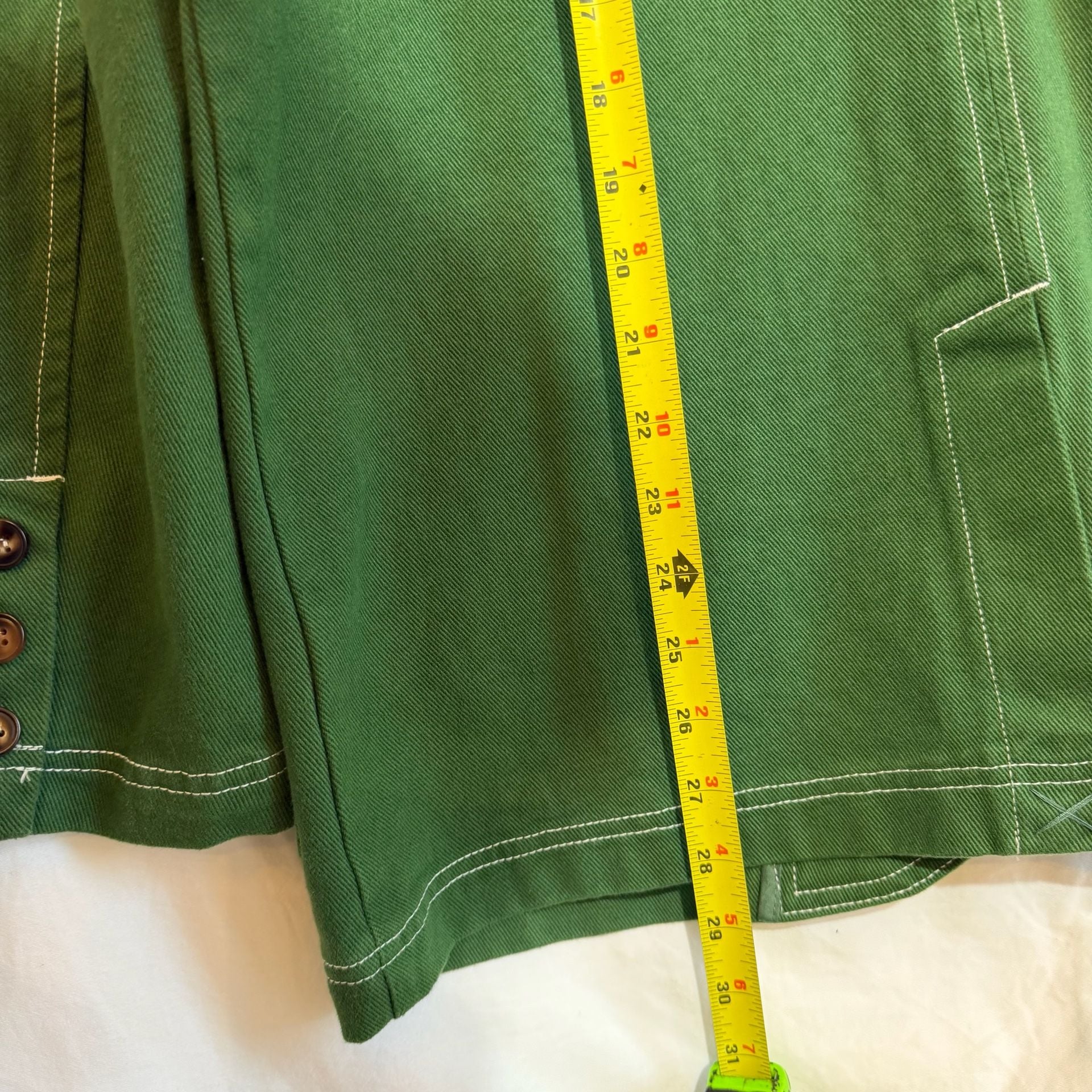 BlankNYC Twill Blazer Size S Green Contrast Stitch Cotton Jacket 7