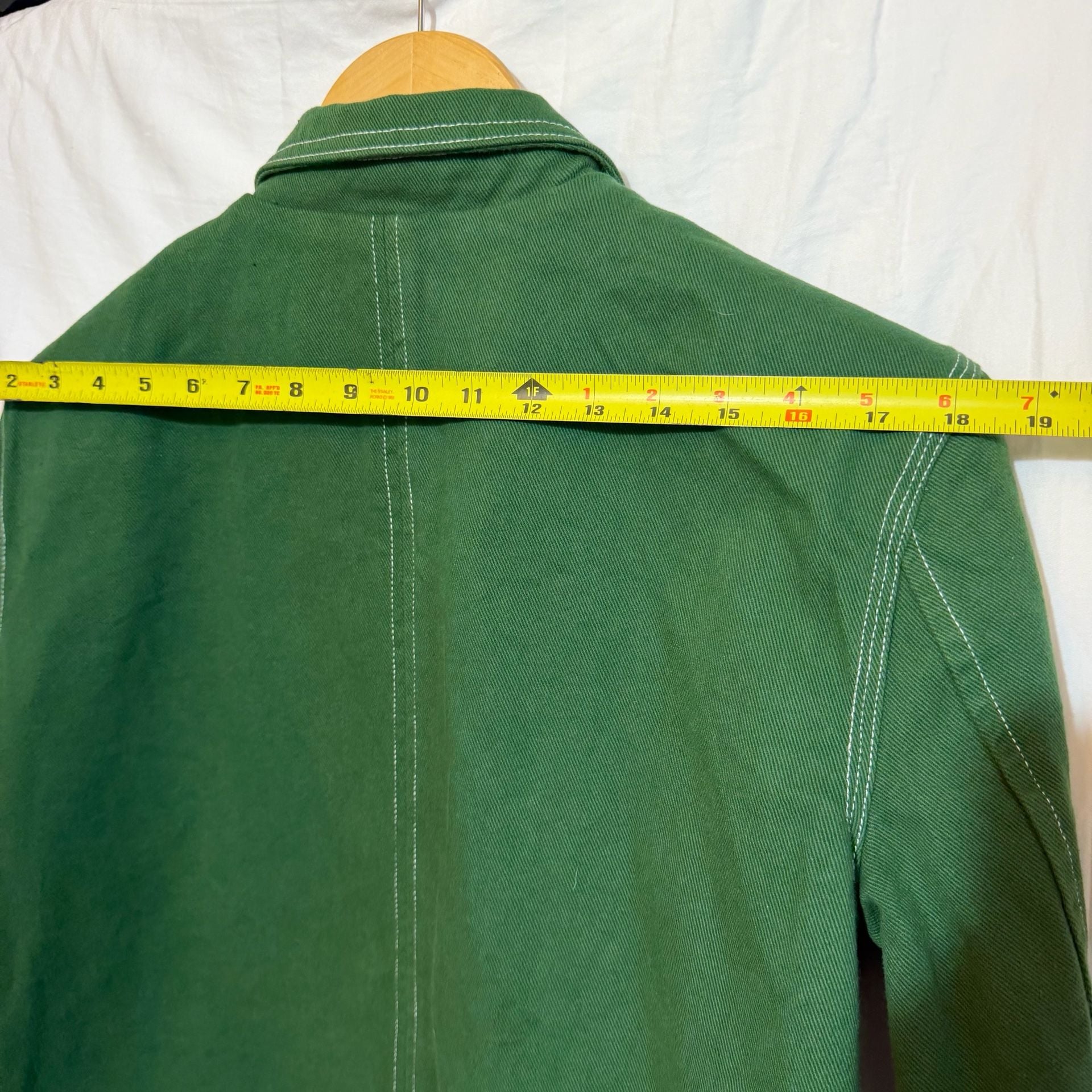 BlankNYC Twill Blazer Size S Green Contrast Stitch Cotton Jacket 8