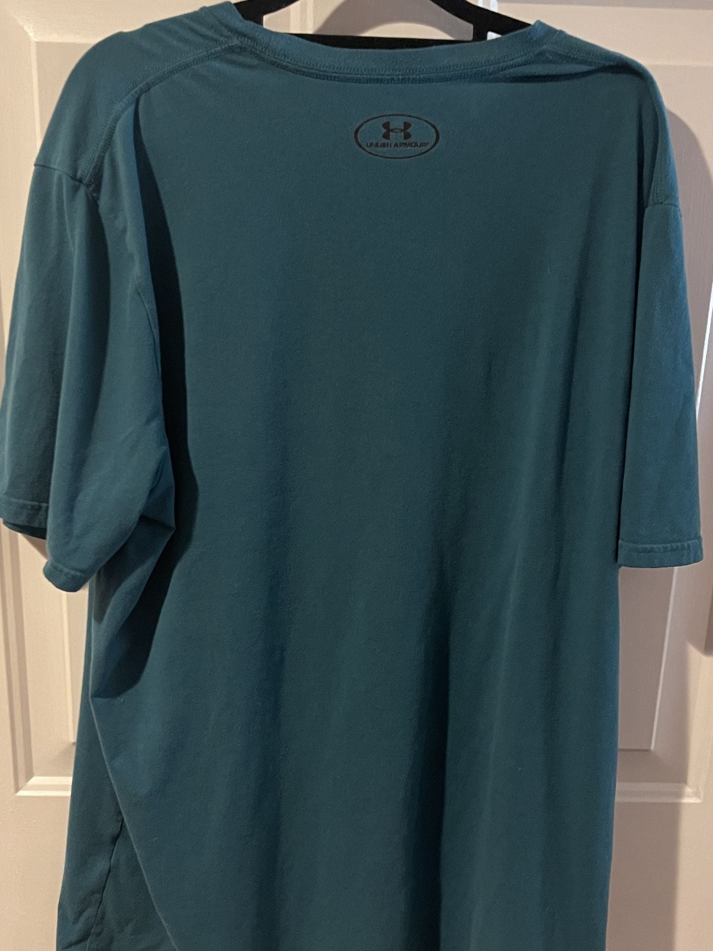 Under Armour HeatGear T-Shirt Size 2XL Teal Logo Graphic 3
