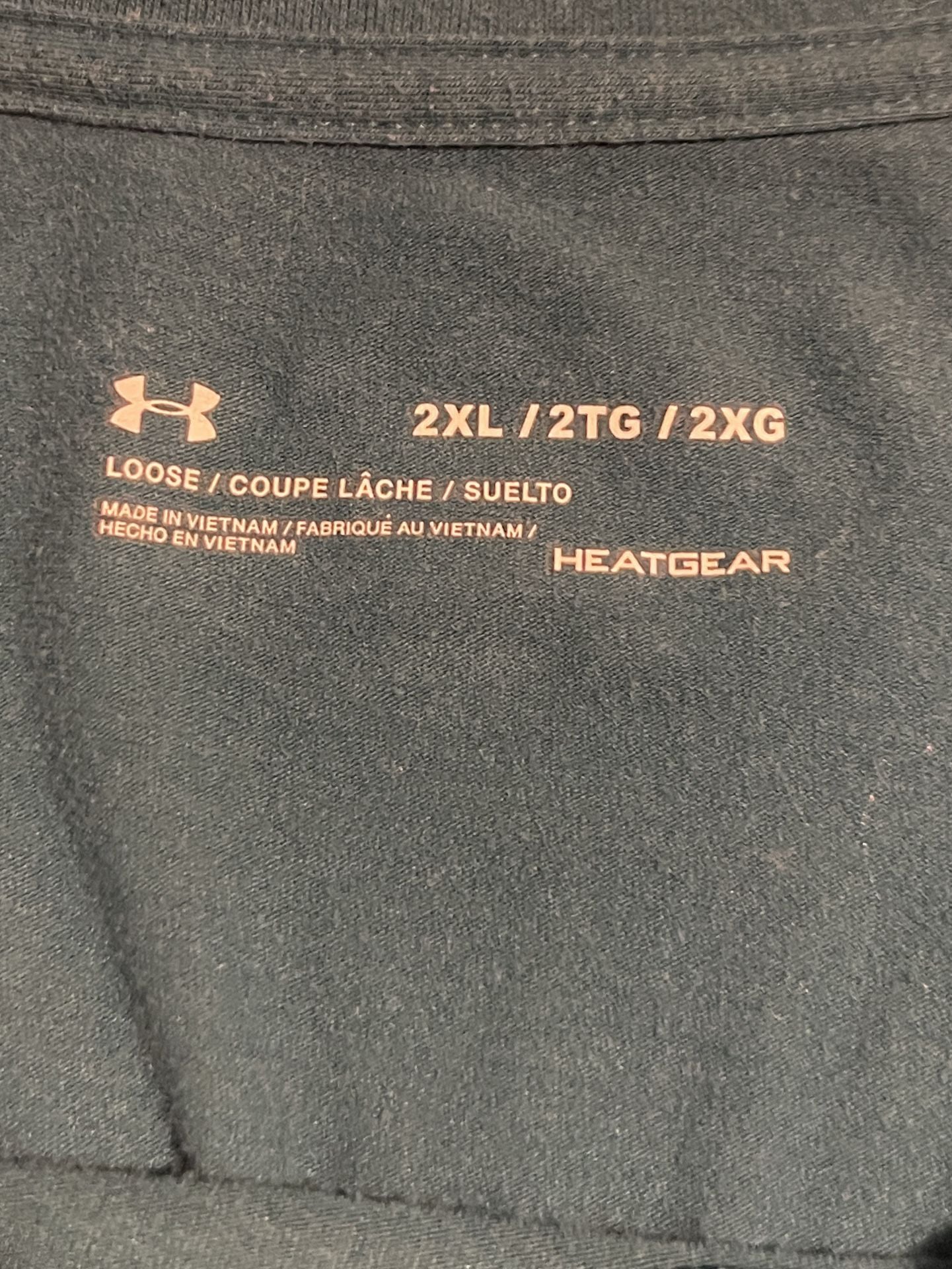 Under Armour HeatGear T-Shirt Size 2XL Teal Logo Graphic 5