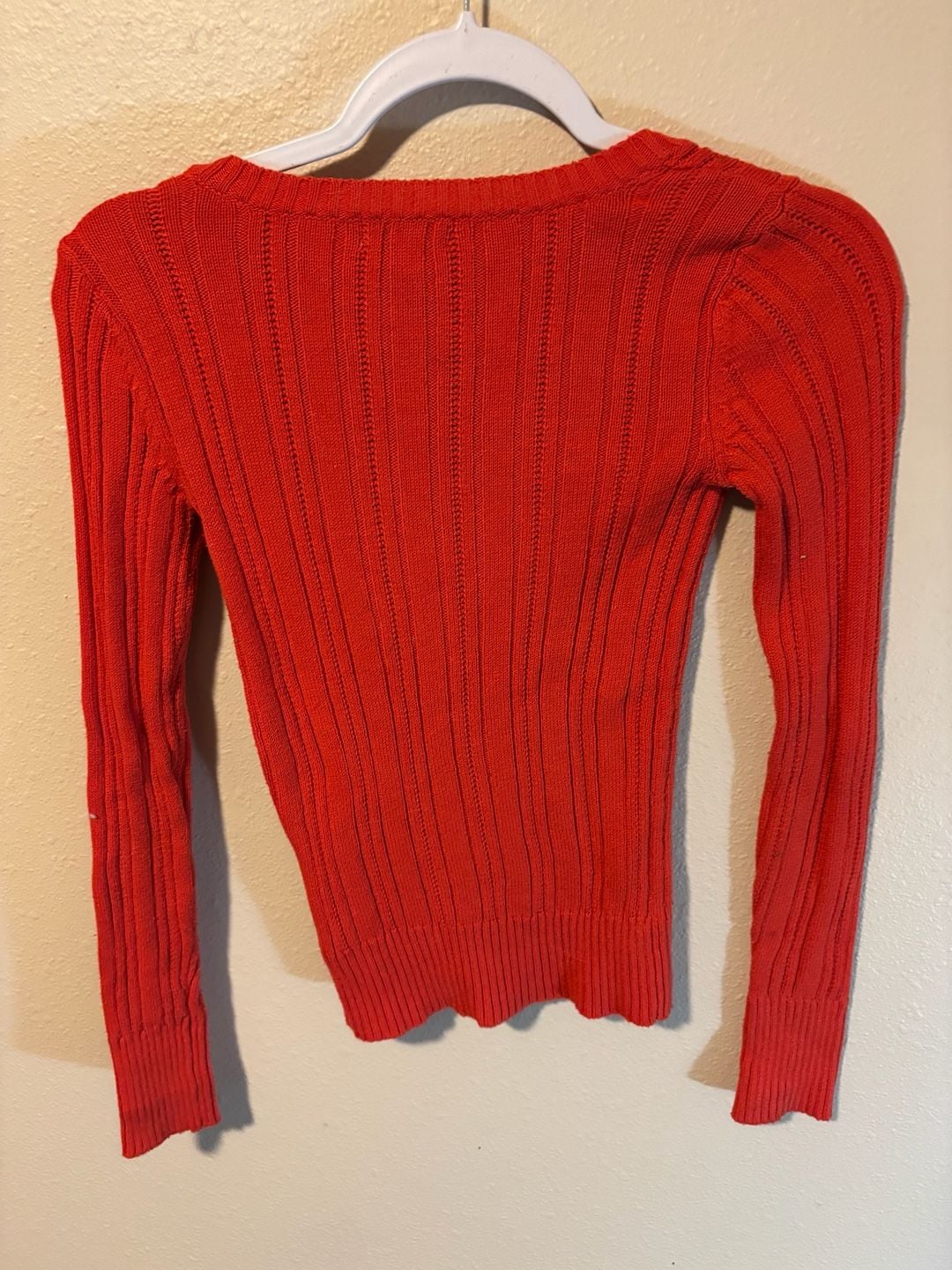 Arizona Jeans Co. Ribbed V-Neck Sweater Size XS Red Cotton Blend 3