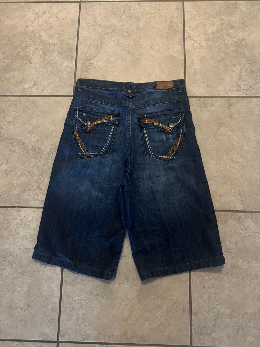 Jordan Craig Denim Shorts Size 36 Blue Embroidered Flap Pocket 2