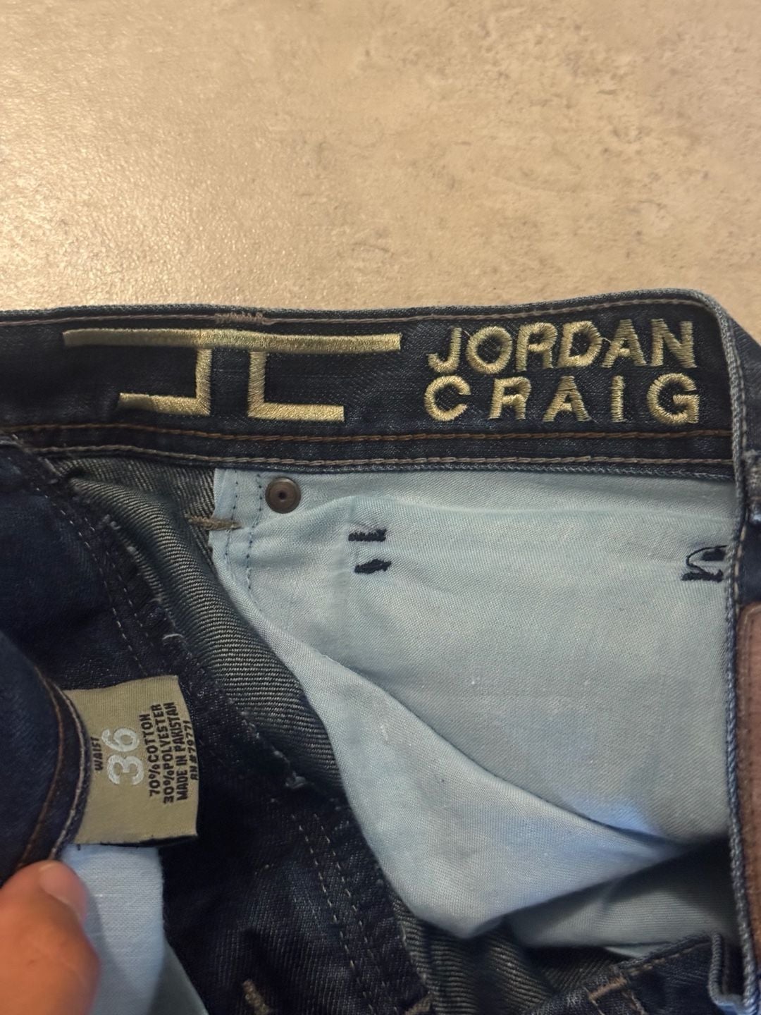 Jordan Craig Denim Shorts Size 36 Blue Embroidered Flap Pocket 6