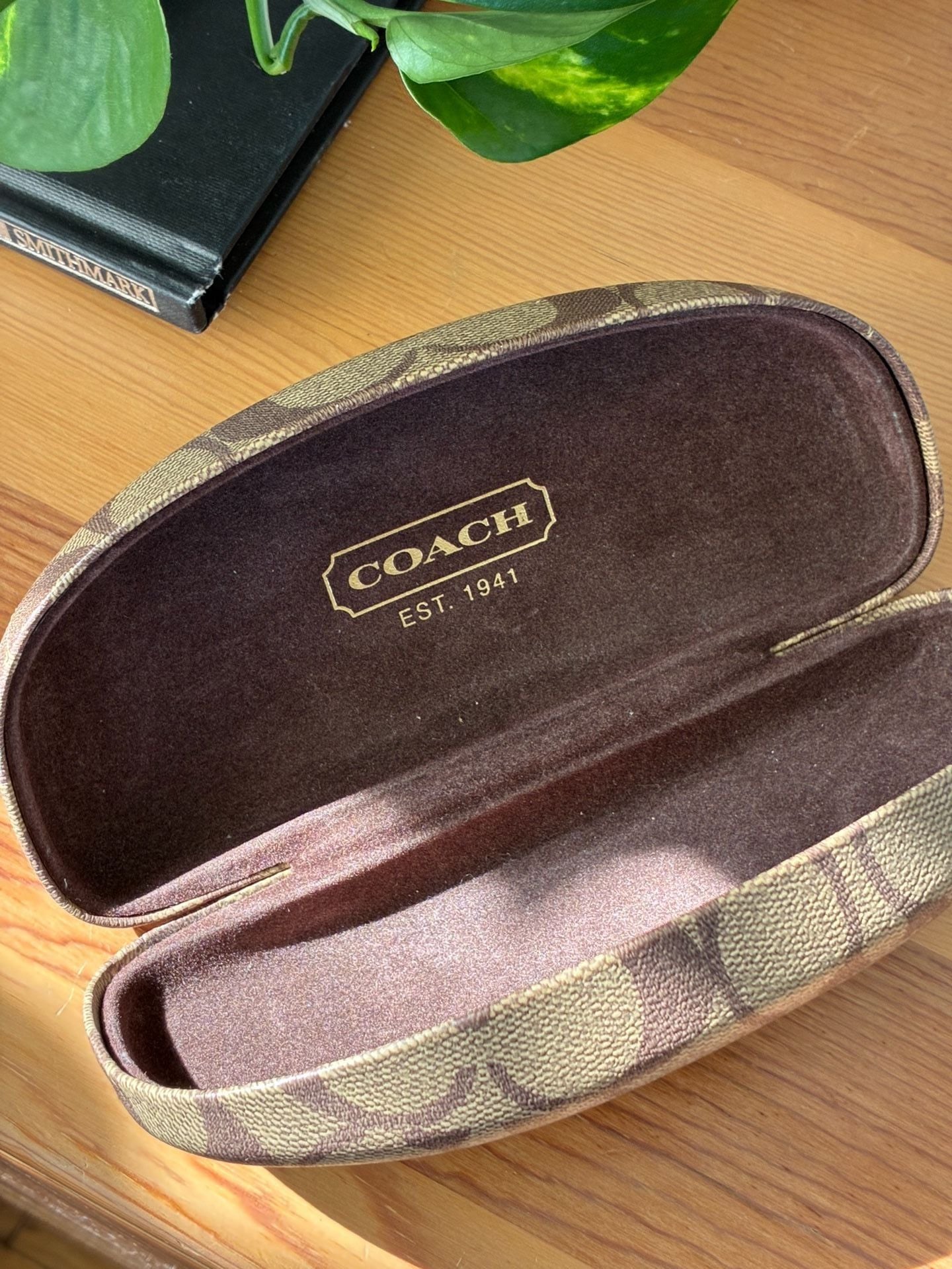 Coach Signature C Eyeglass Case Brown Tan Hard Shell 2