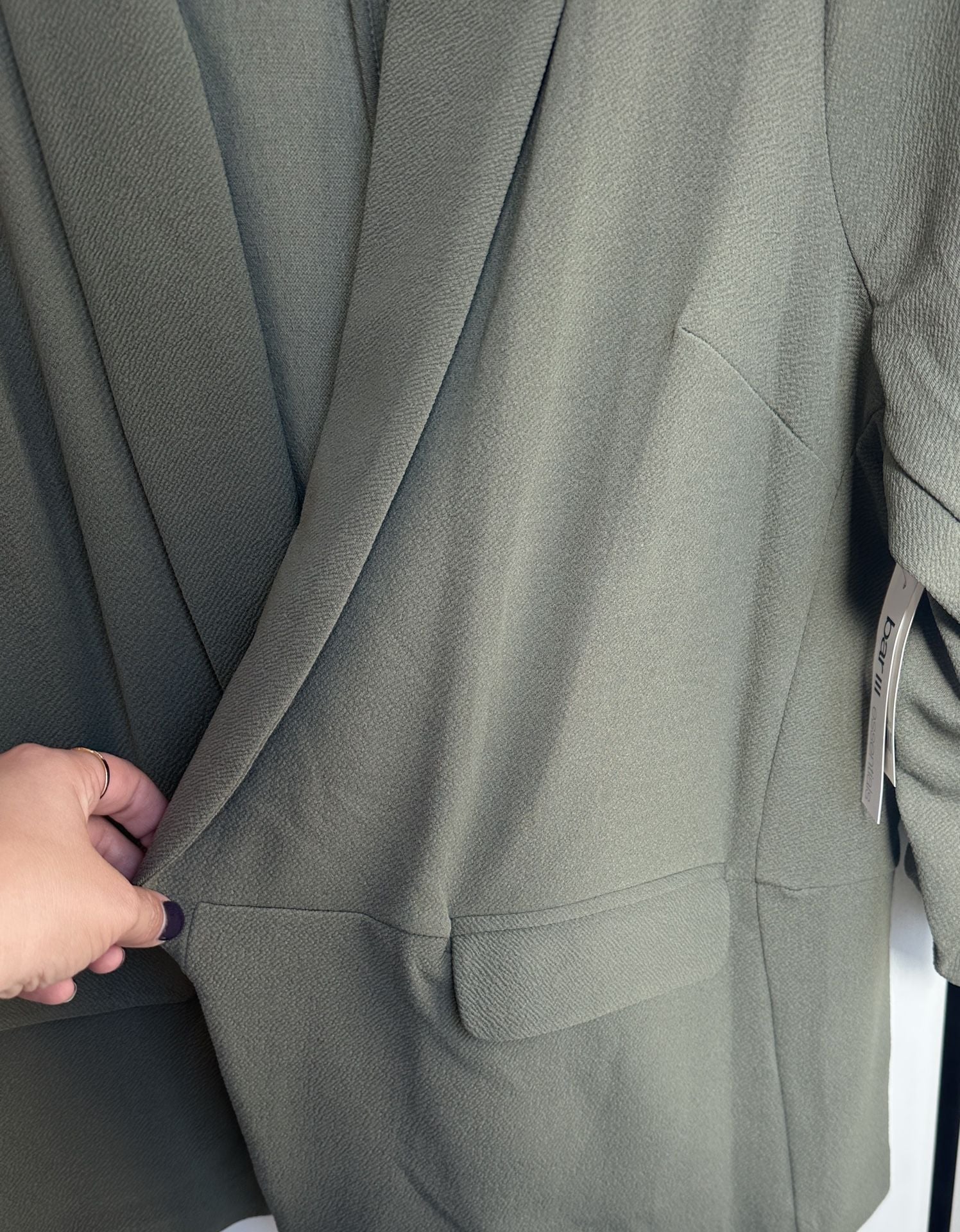 Bar III Essentials Blazer Jacket Size 2X Dusty Olive Open Front 4