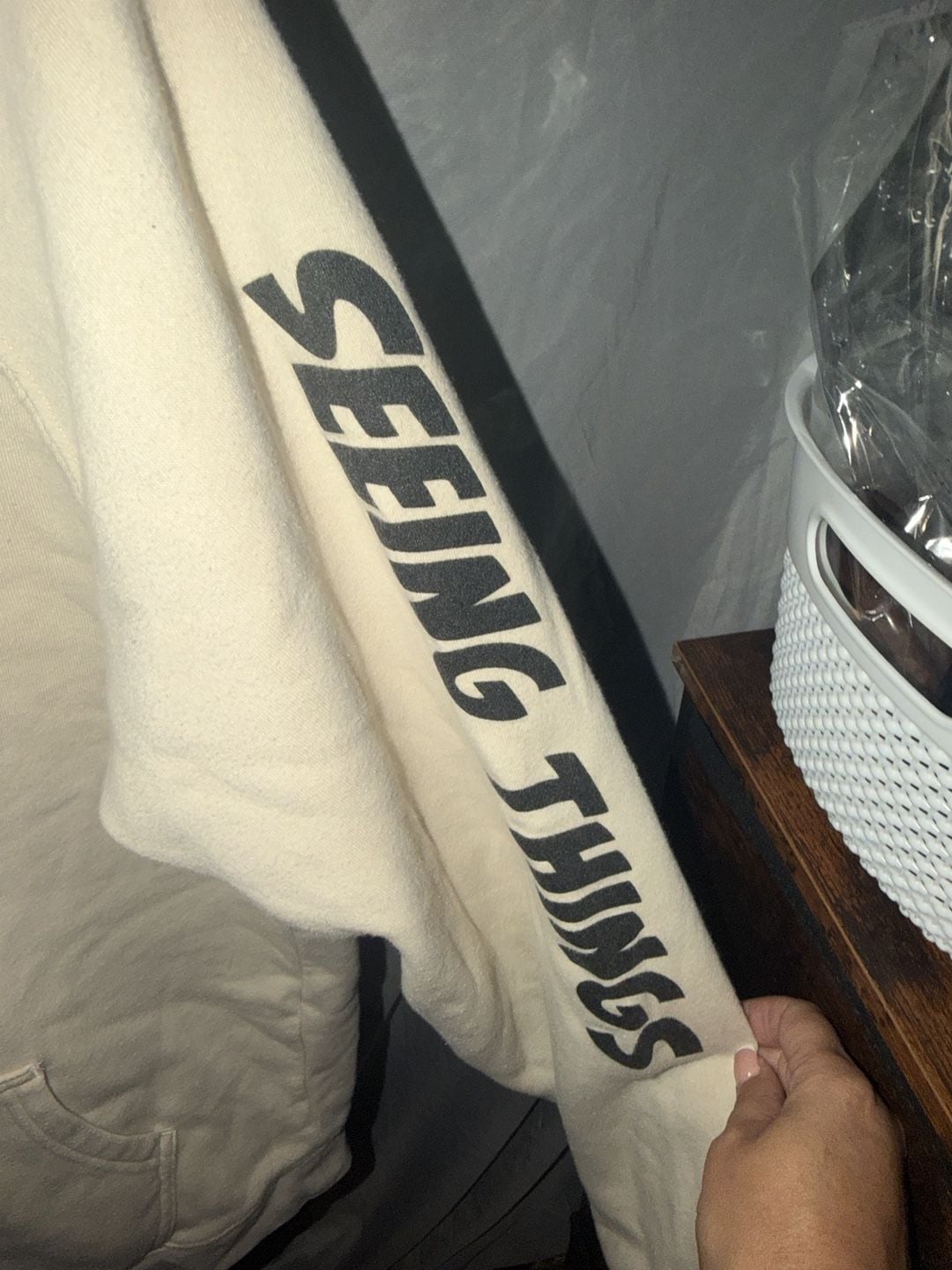 Leon Keer Hoodie Size L Cream Typewriter Graphic Art 4