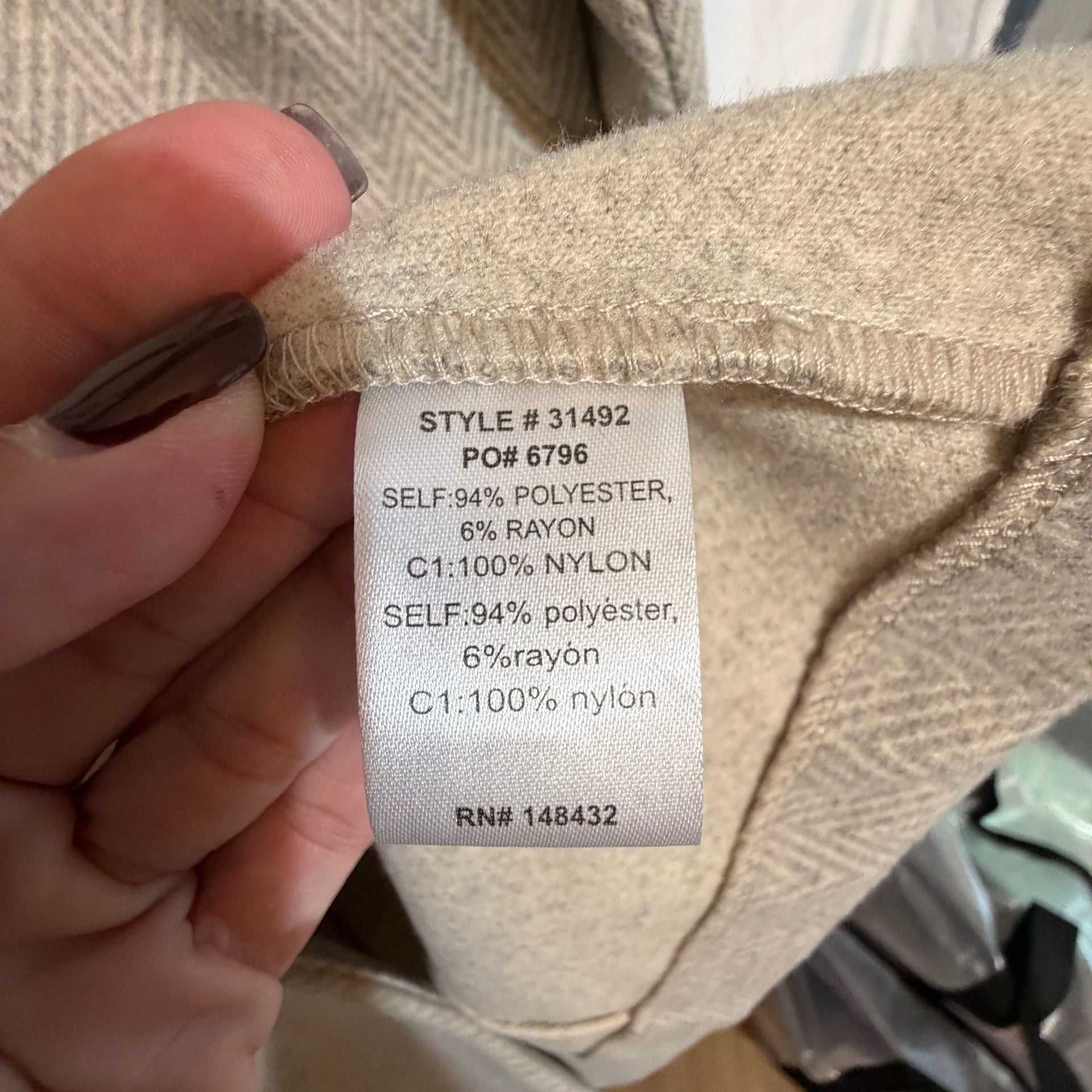 Bécool Herringbone Coat Size M Tan Cream Chevron Pattern Blazer 5