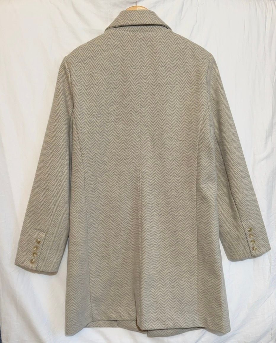 Bécool Herringbone Coat Size M Tan Cream Chevron Pattern Blazer 6