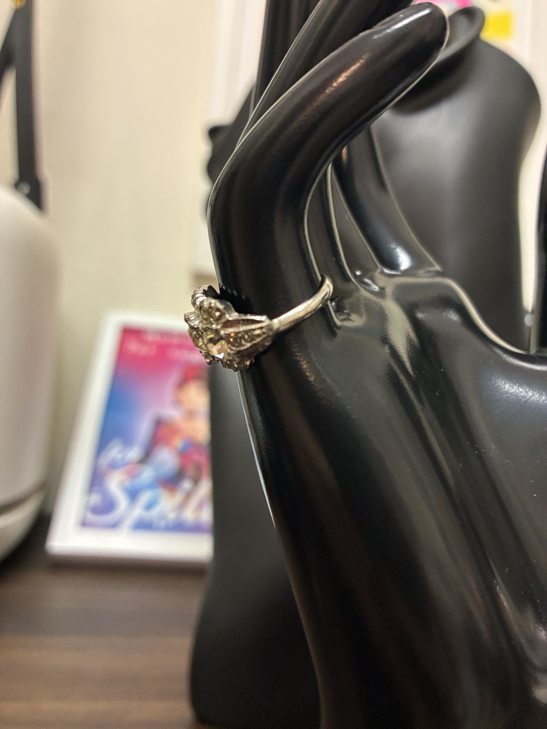 Vintage 1950s Sterling Silver Rhinestone Cluster Cocktail Ring 3
