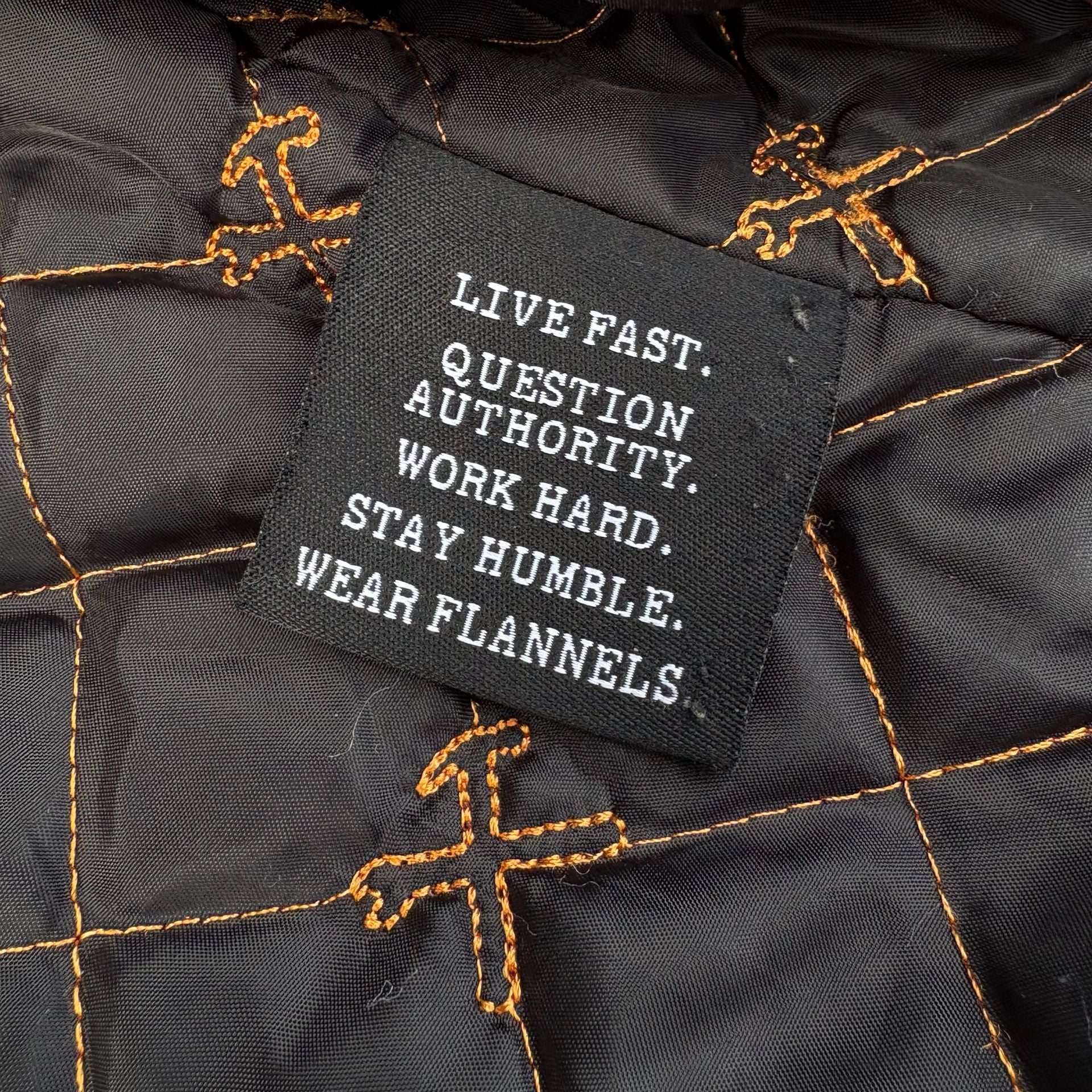 Dixxon Flannel Co Quilted Jacket XL Black White Plaid Live Fast Forever Shacket 6