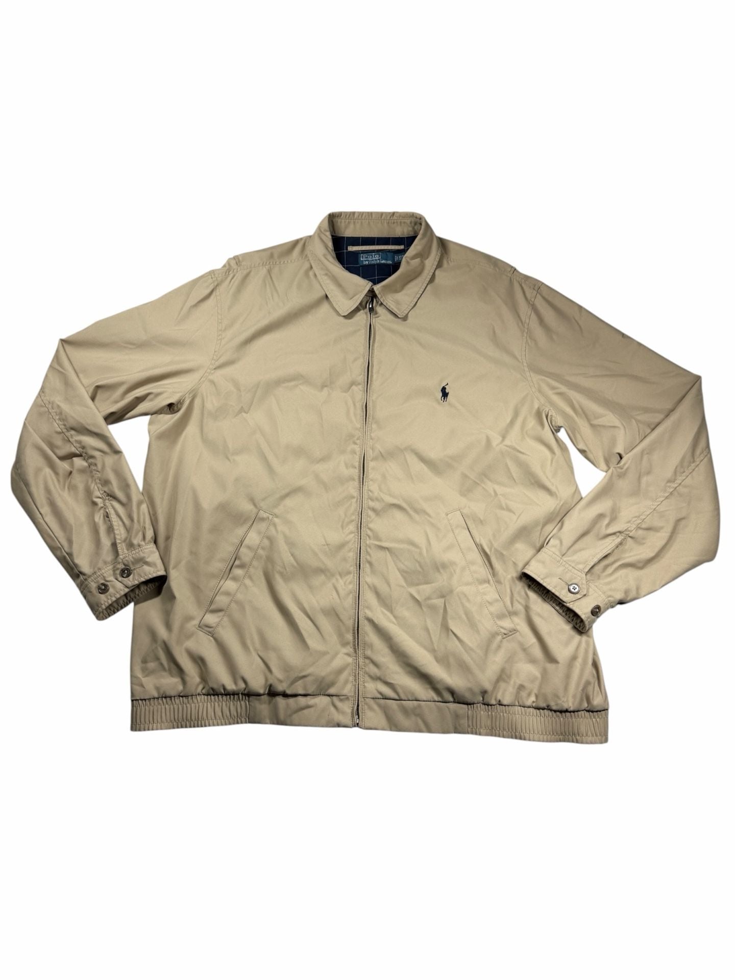 Polo Ralph Lauren Harrington Jacket Mens XL Tall Khaki Plaid Lined Windbreaker 2