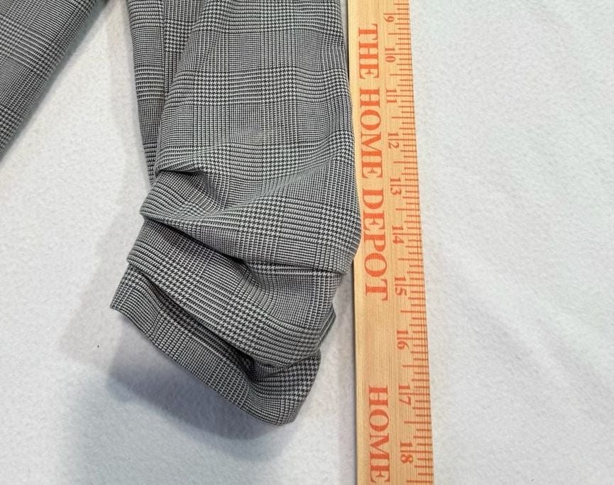 Anthropologie Maison d’Amélie XS Gray Plaid Longline Blazer Ruched Sleeve 6