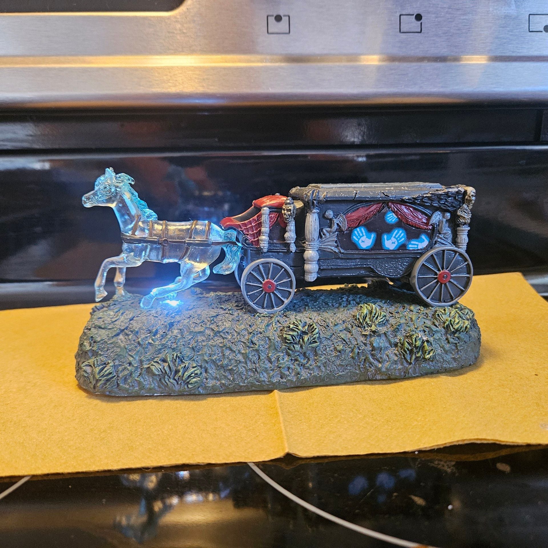 Hawthorne Village Ghostly Hearse Lighted Halloween Village Carriage—As Is 1