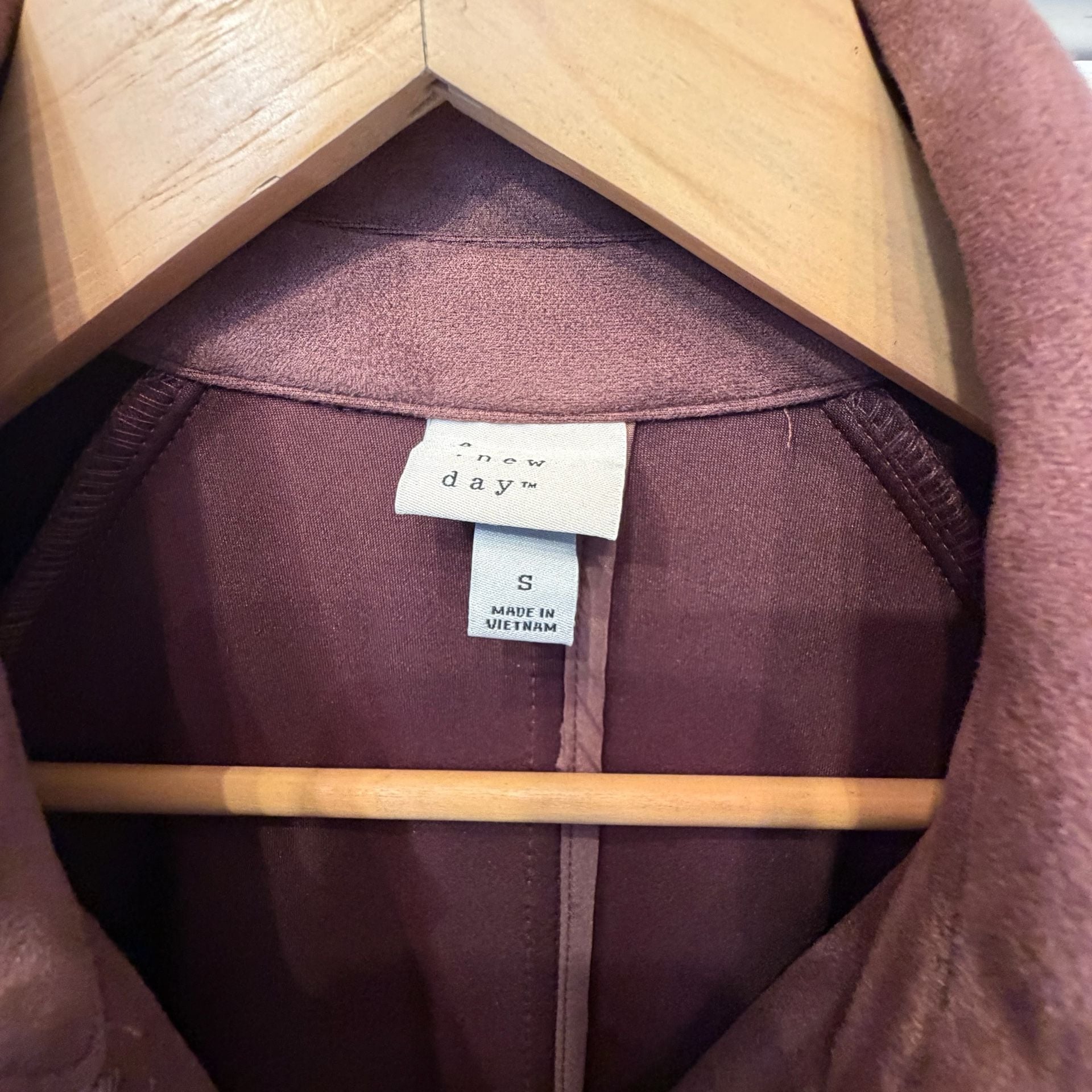A New Day Faux Suede Trench Coat Size S Brown Belted Double Breasted 6